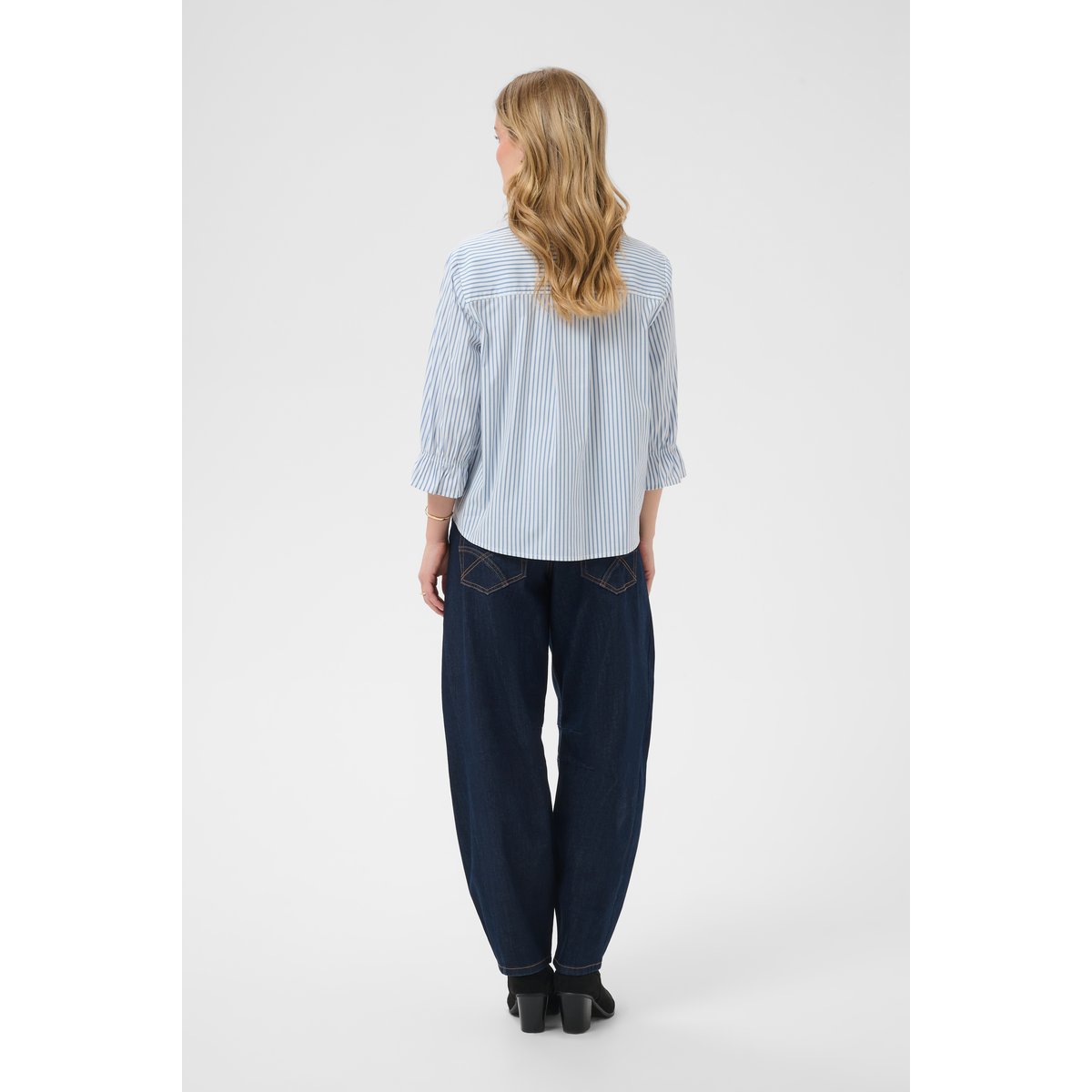 Chemise à manches longues bleu air blue stripe, CREAM