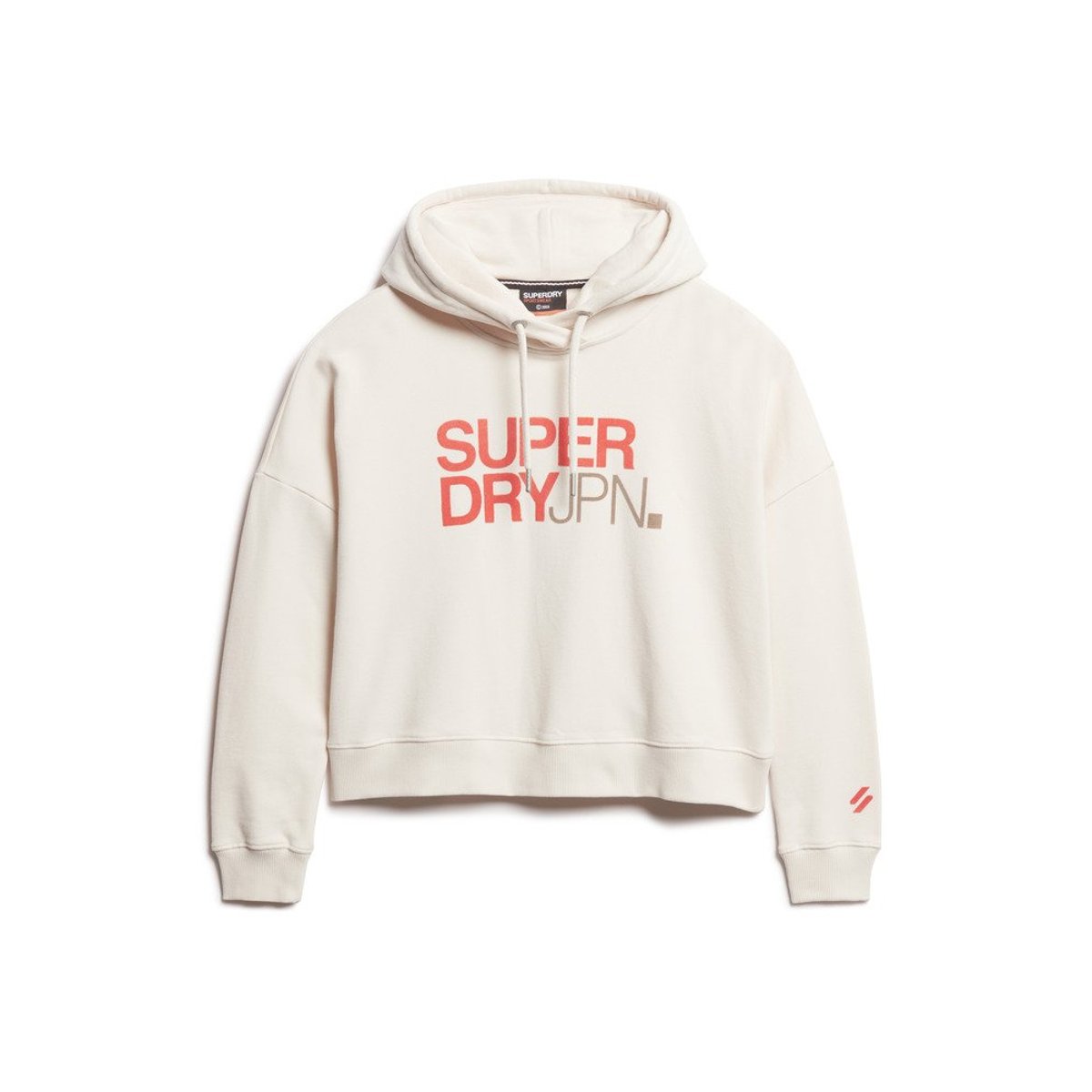 Sweat à capuche droit à logo Sportswear riz blanc, SUPERDRY