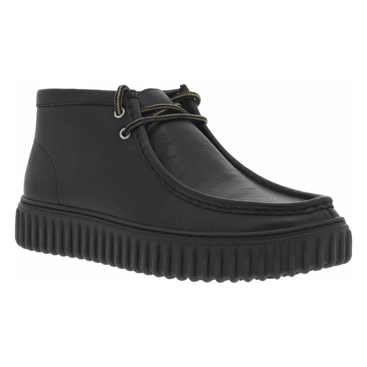 Bottines Clarks en cuir noires et à lacets ronds tressés noires, CLARKS