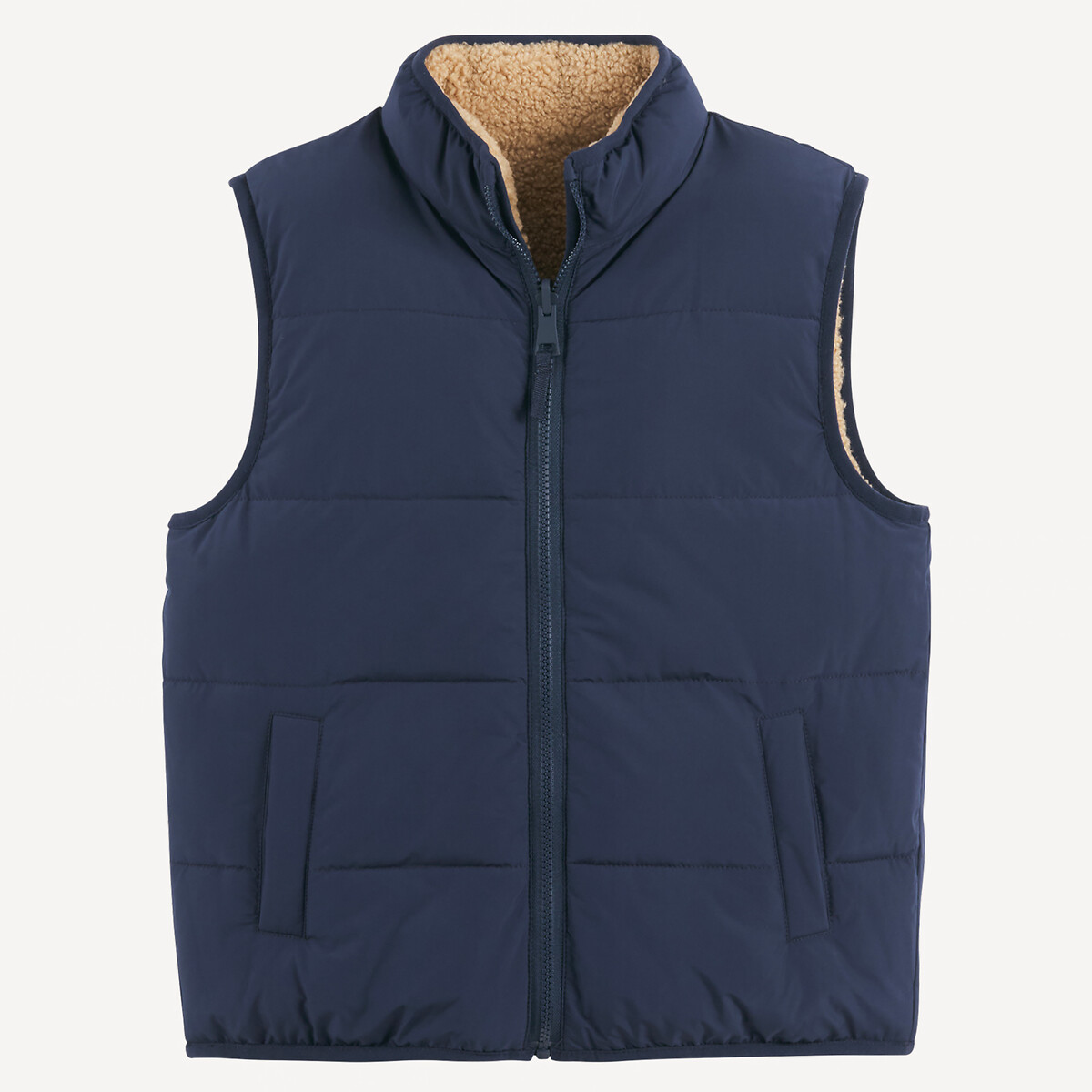 Blouson sans manches réversible en sherpa bleu marine/beige, LA REDOUTE COLLECTIONS