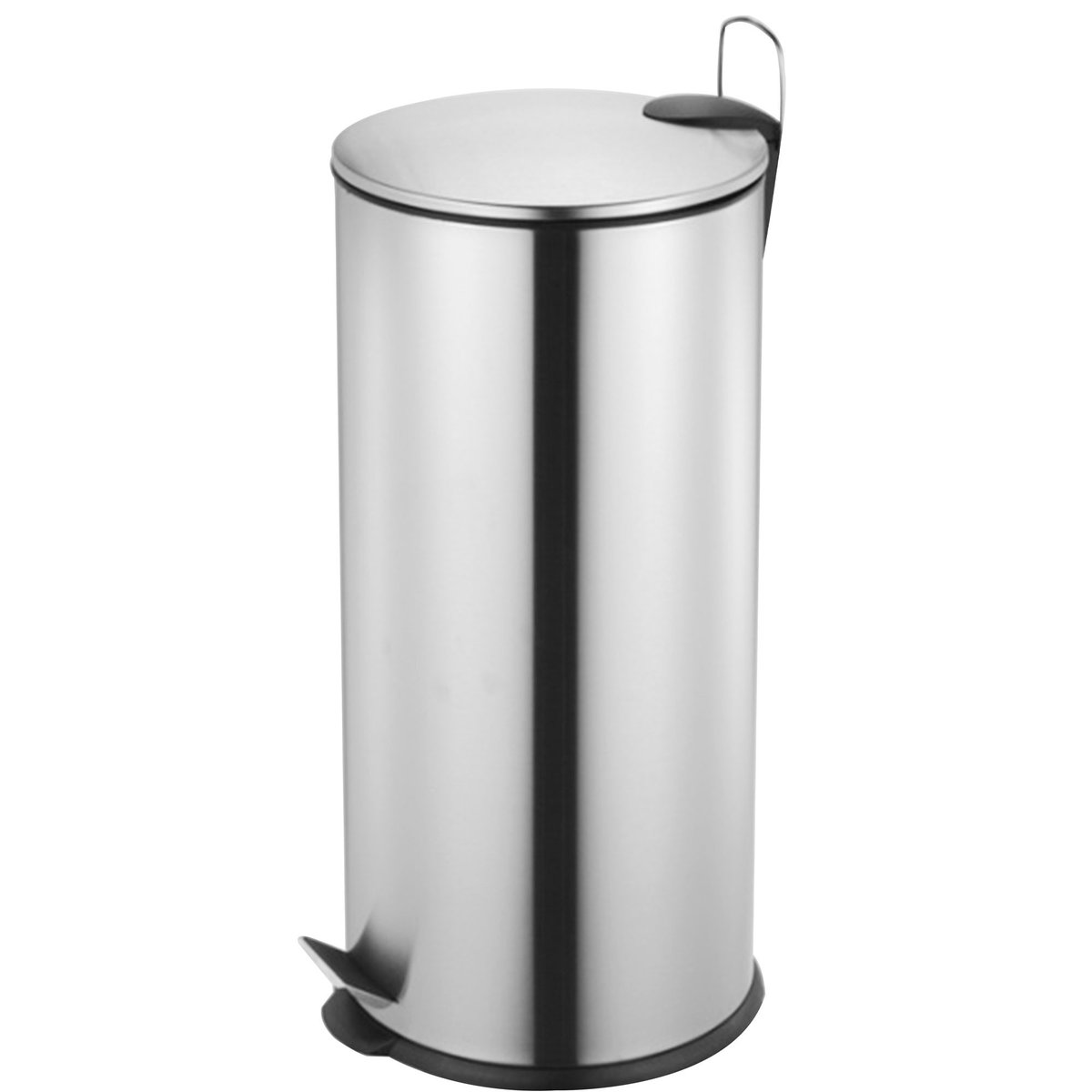 Poubelle de cuisine ronde en métal argenté 27L argent, WADIGA