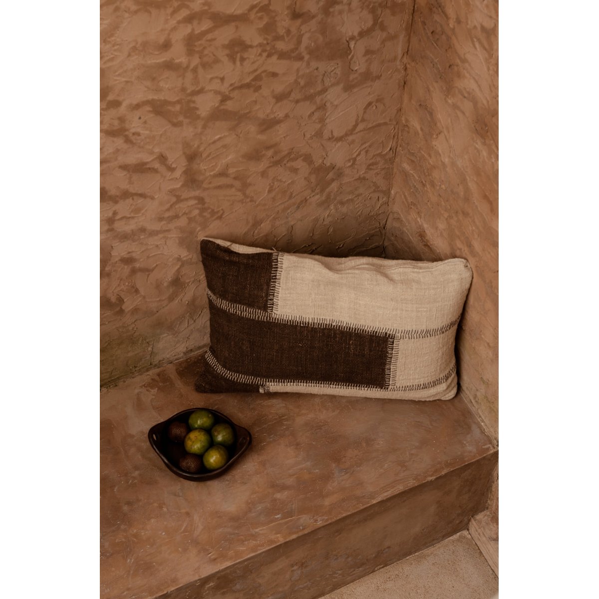 Housse de coussin en coton COCOA PATCHWORK brun naturel, BAZAR BIZAR