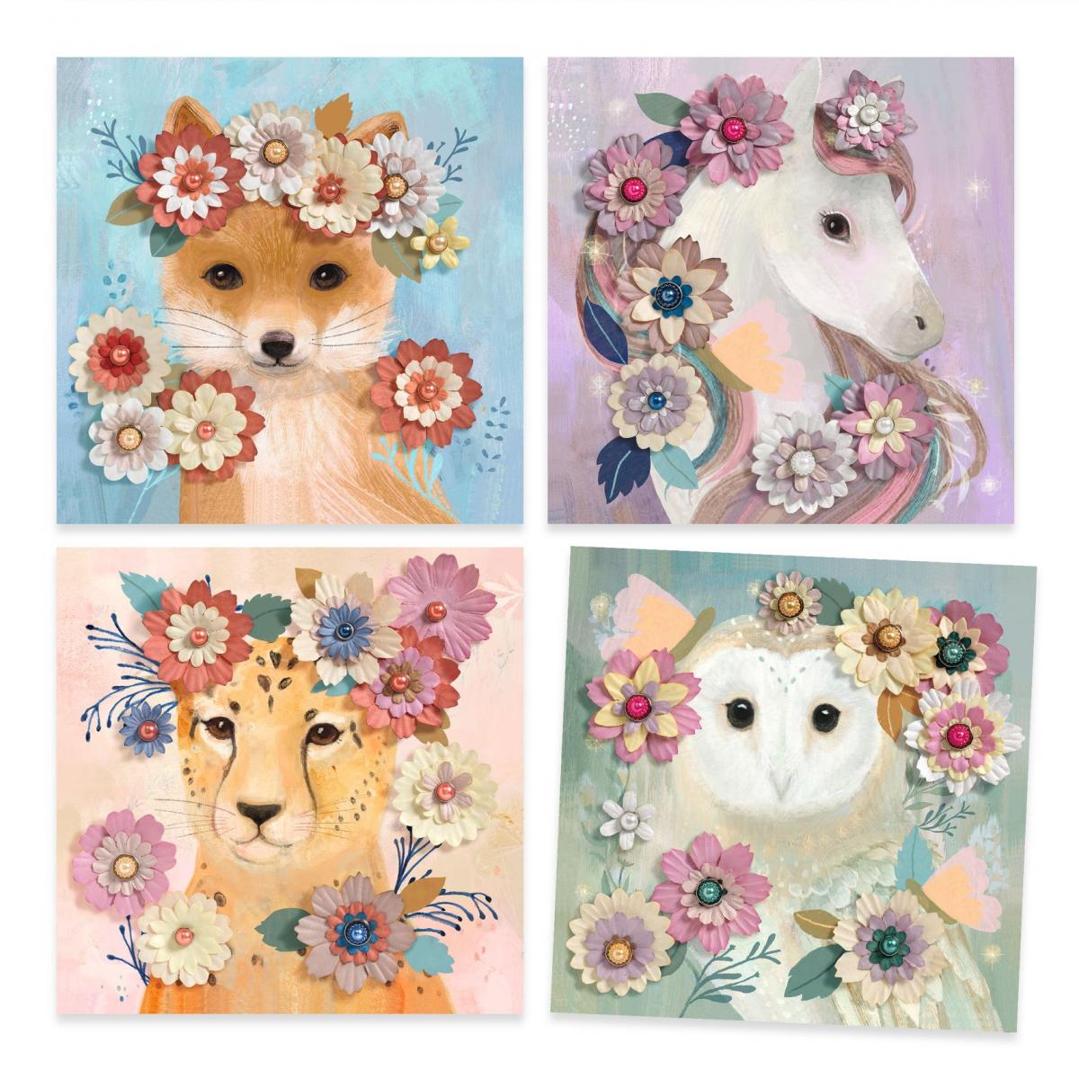 Papier créatif - Couronnes de fleurs couleur unique, DJECO