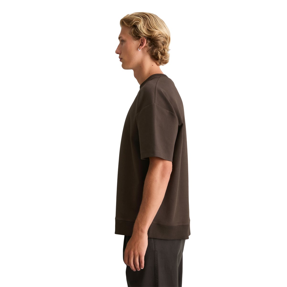 T-shirt ample en jersey interlock épais marron foncé, MARC O’POLO DENIM