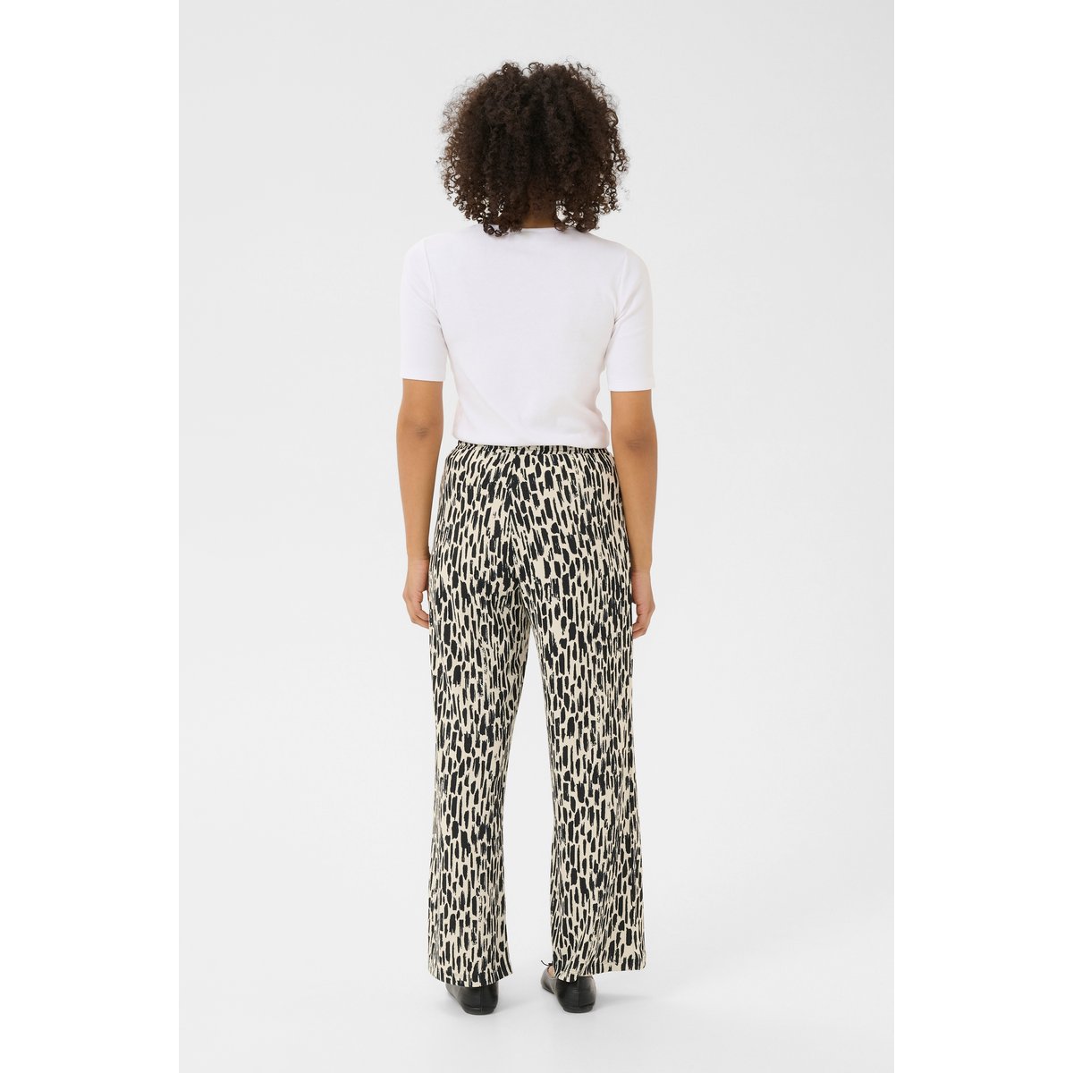 Casual pants blanc turtledove/noir paint print, KAFFE