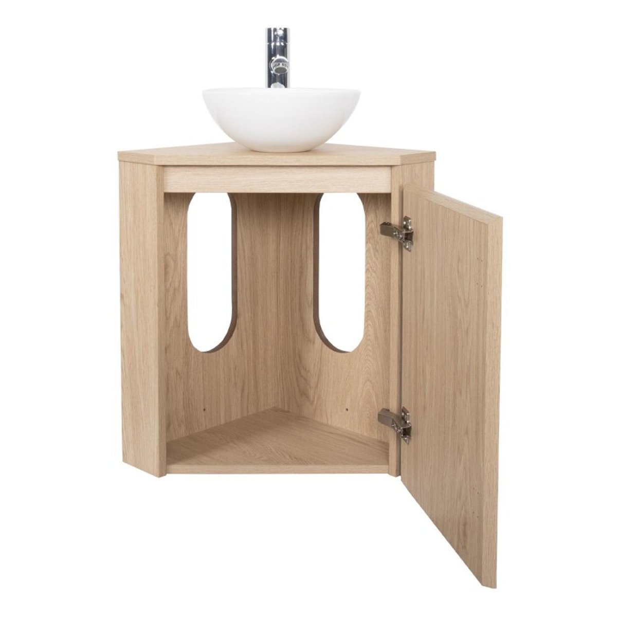 Meuble lave-mains d'angle avec vasque SORRENTO décor chêne, MOB IN