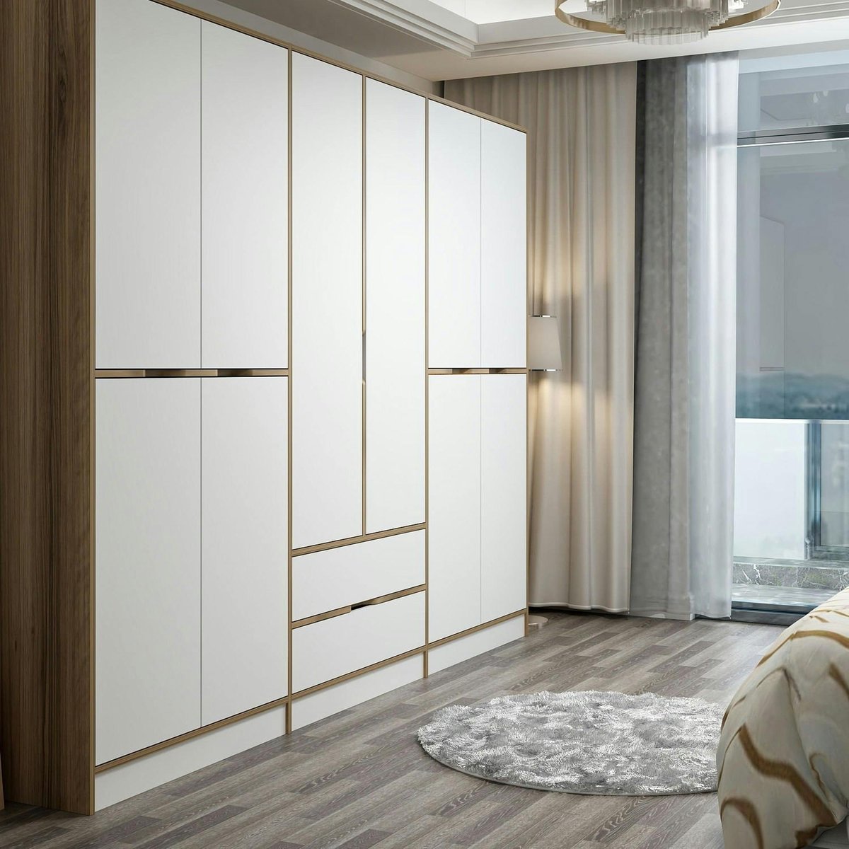 Armoire 10 portes 2 tiroirs BYRON blanc, PIER IMPORT
