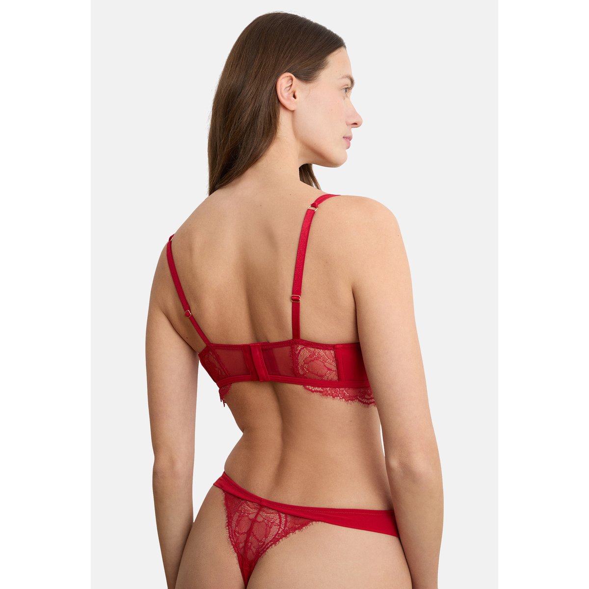 Soutien-gorge bustier en dentelle VERTIGE rouge, ETAM