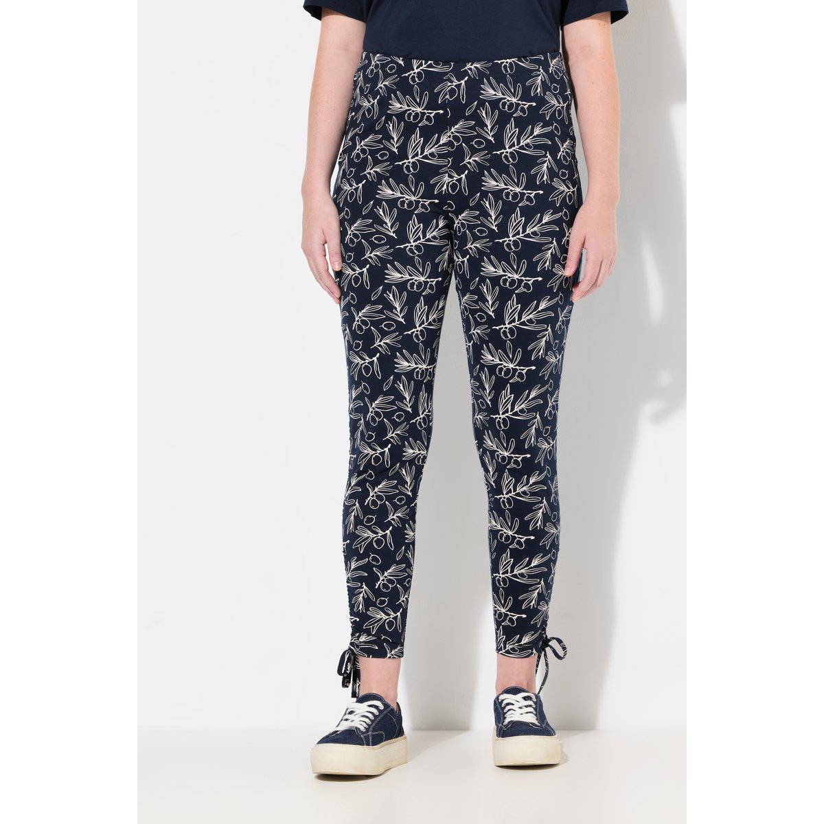 Leggings, Fronces À L'Ourlet, Jambe Étroite marine, ULLA POPKEN