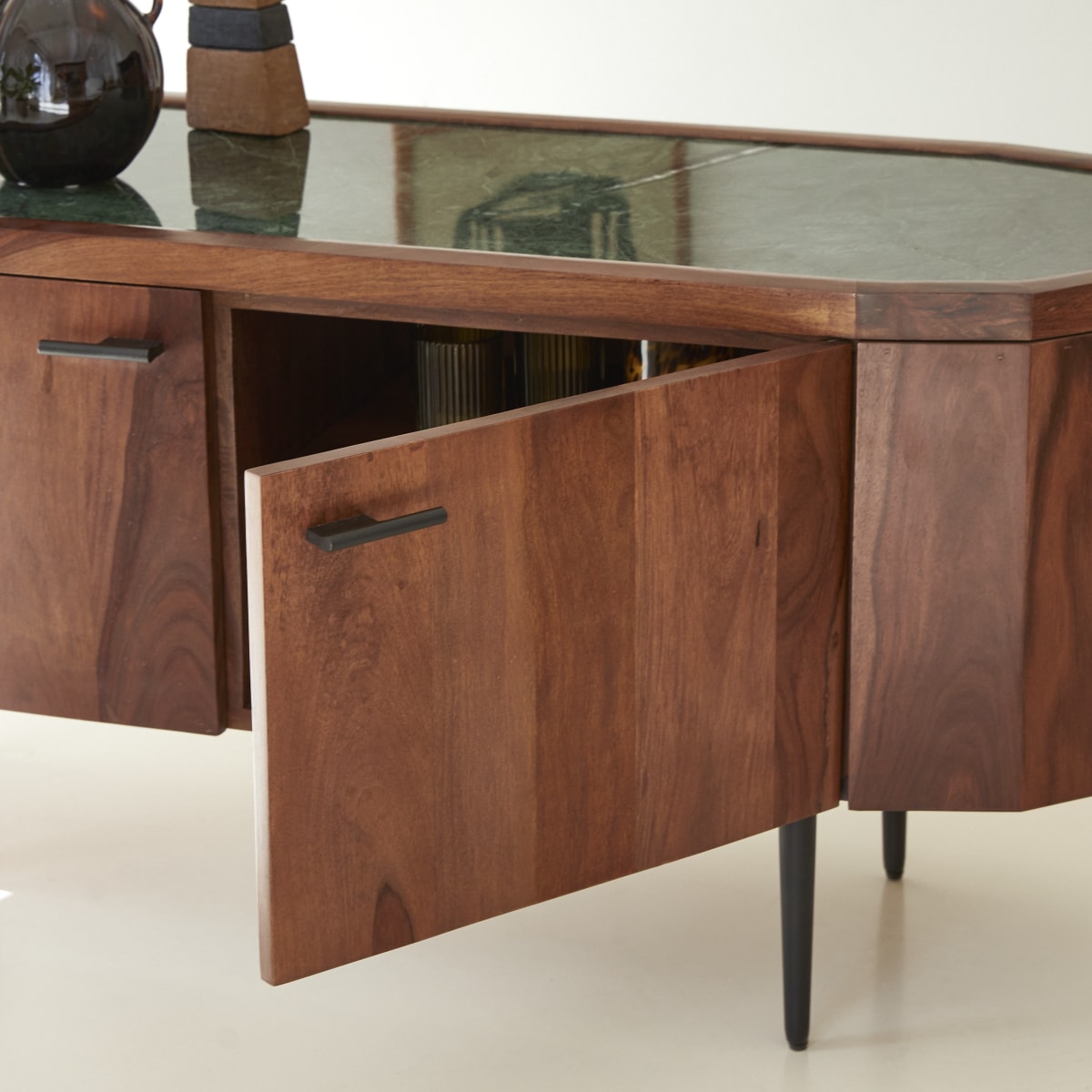 Meuble Hi-FI, TV en Palissandre massif, JADE marron, TIKAMOON