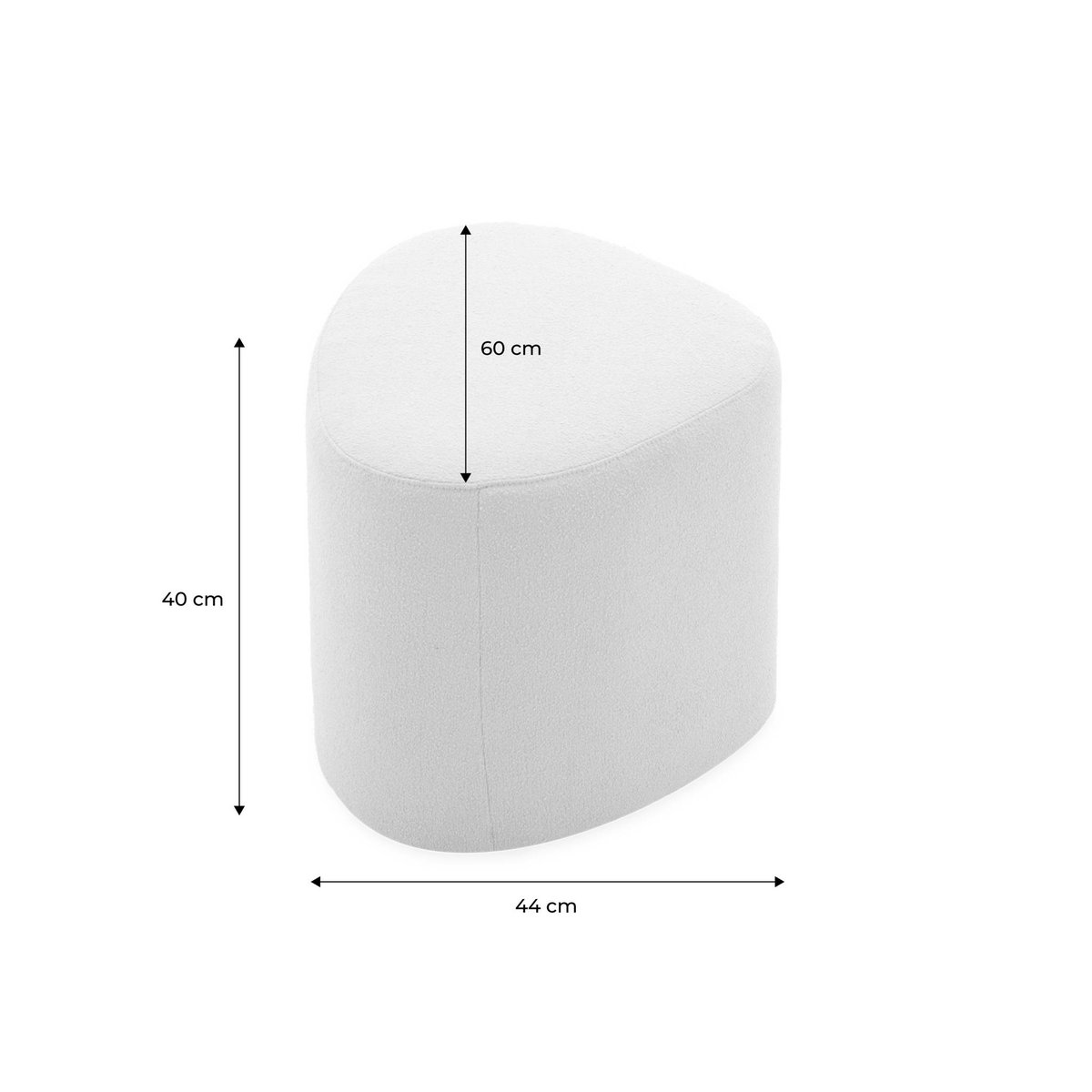 Tabouret, pouf en forme de galet tissu TAO beige, SWEEEK