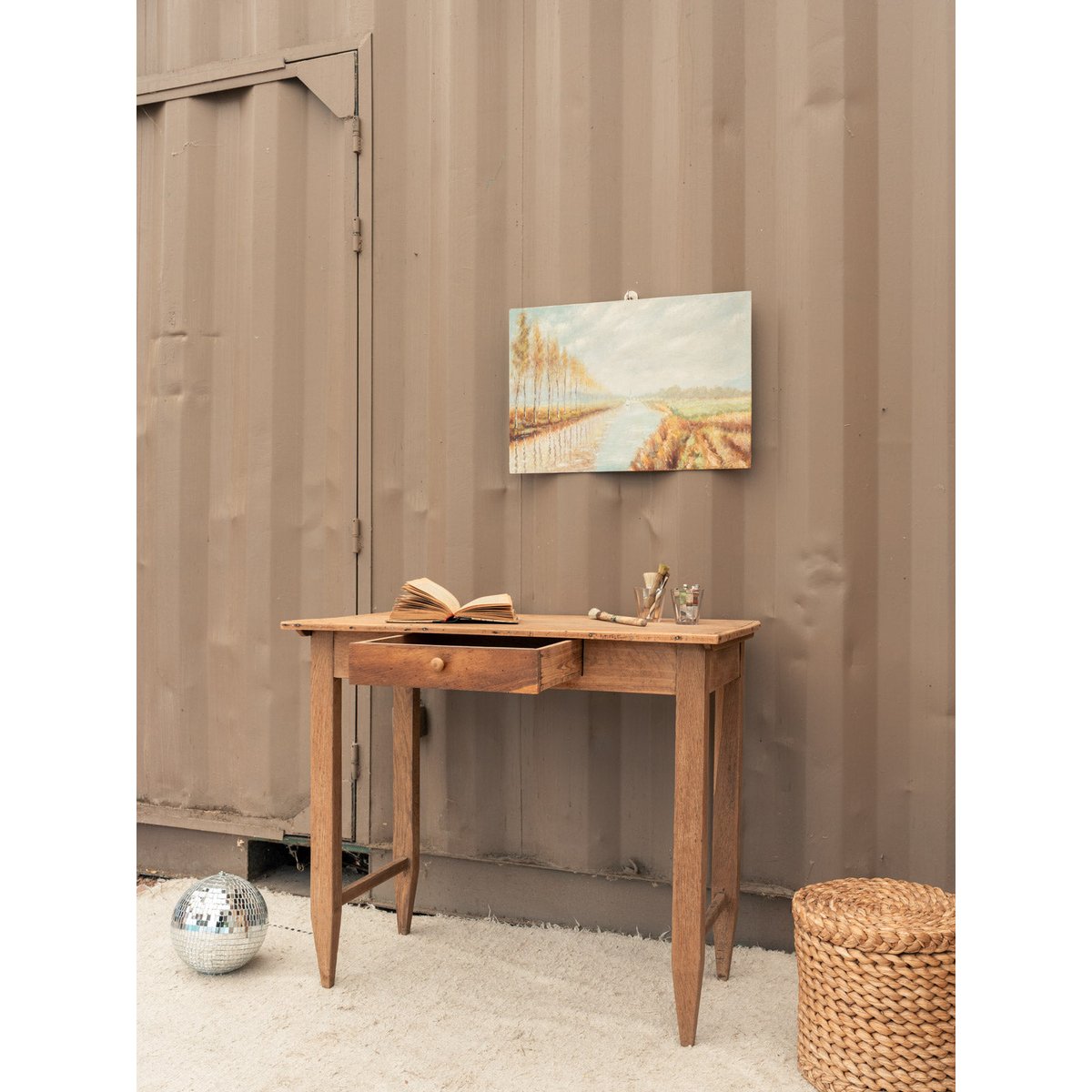 Bureau en chêne Edouard N°1086 - Bon état bois clair, DEBONGOUT