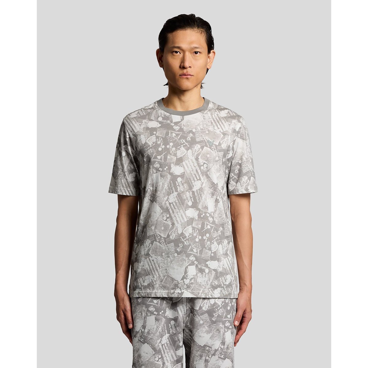 T-shirt industriel à imprimé graphique gris froid, LYLE & SCOTT