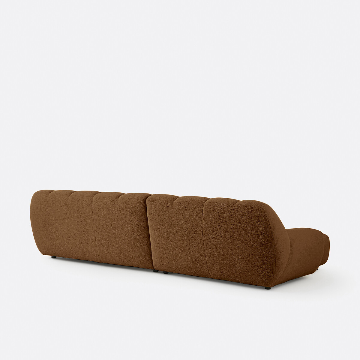 Ecksofa links, 4-sitzig, dickes Bouclé, NURIA schokolade, LA REDOUTE INTERIEURS
