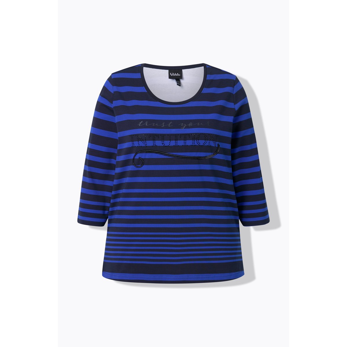 T-shirt rayé. Manches 3/4 et col rond. Coupe marine, ULLA POPKEN