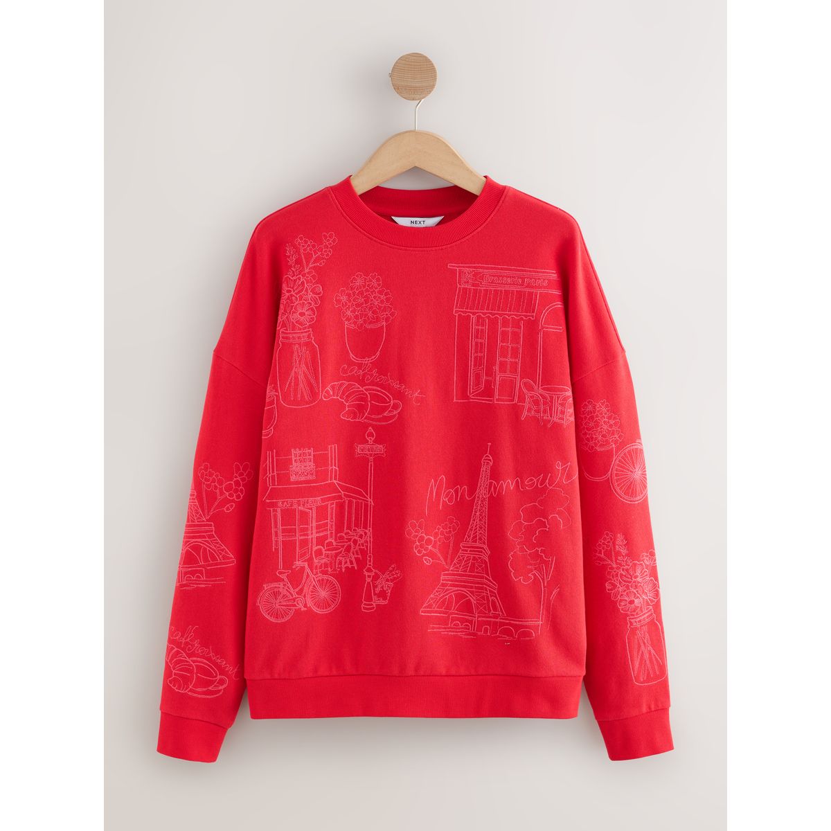 Sweat brodé rouge, NEXT