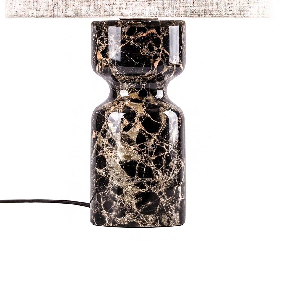 Lampe à poser en textile moderne, Marcella marron, crème, LUCANDE