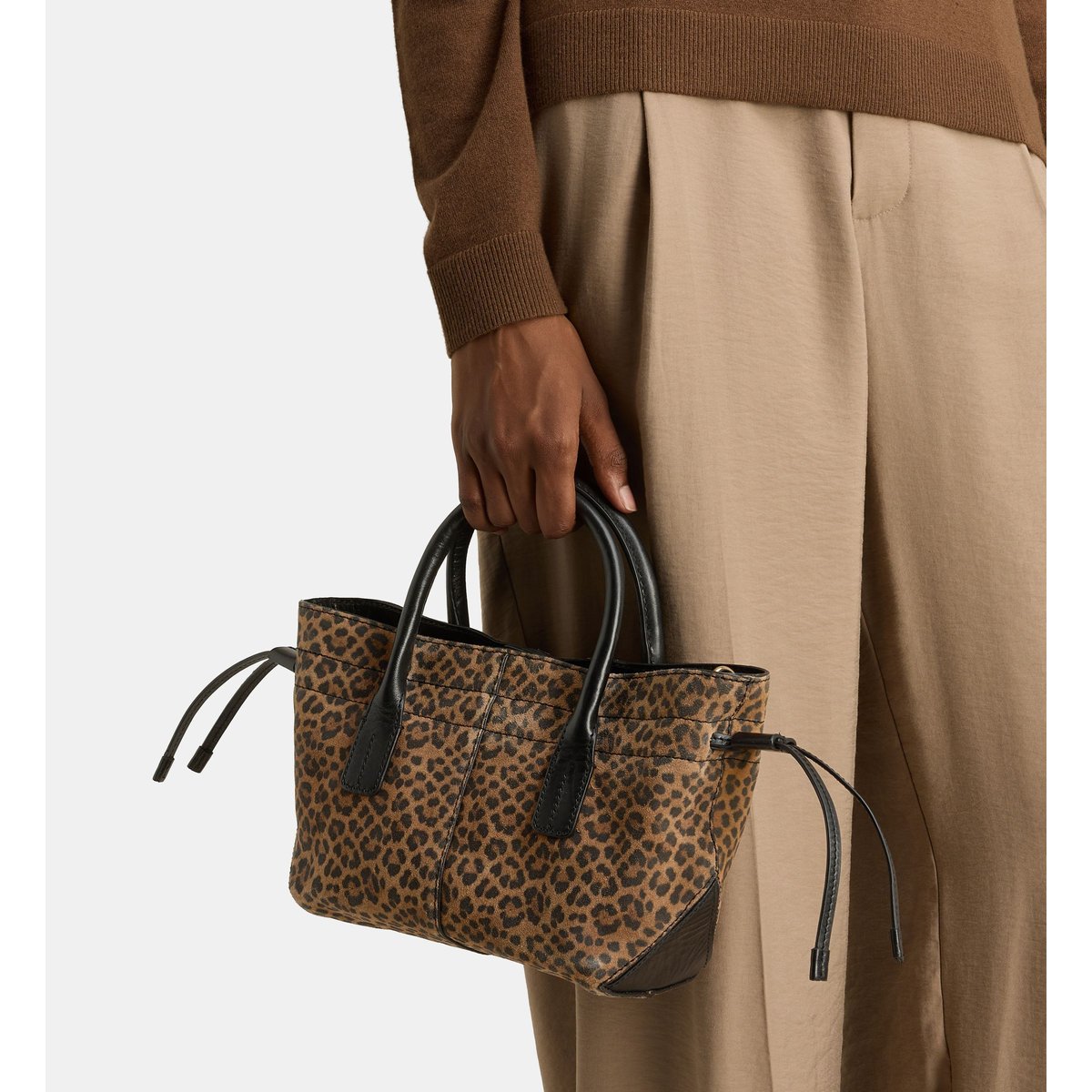 Mini sac cabas cameron cuir suède léopard, GALERIES LAFAYETTE