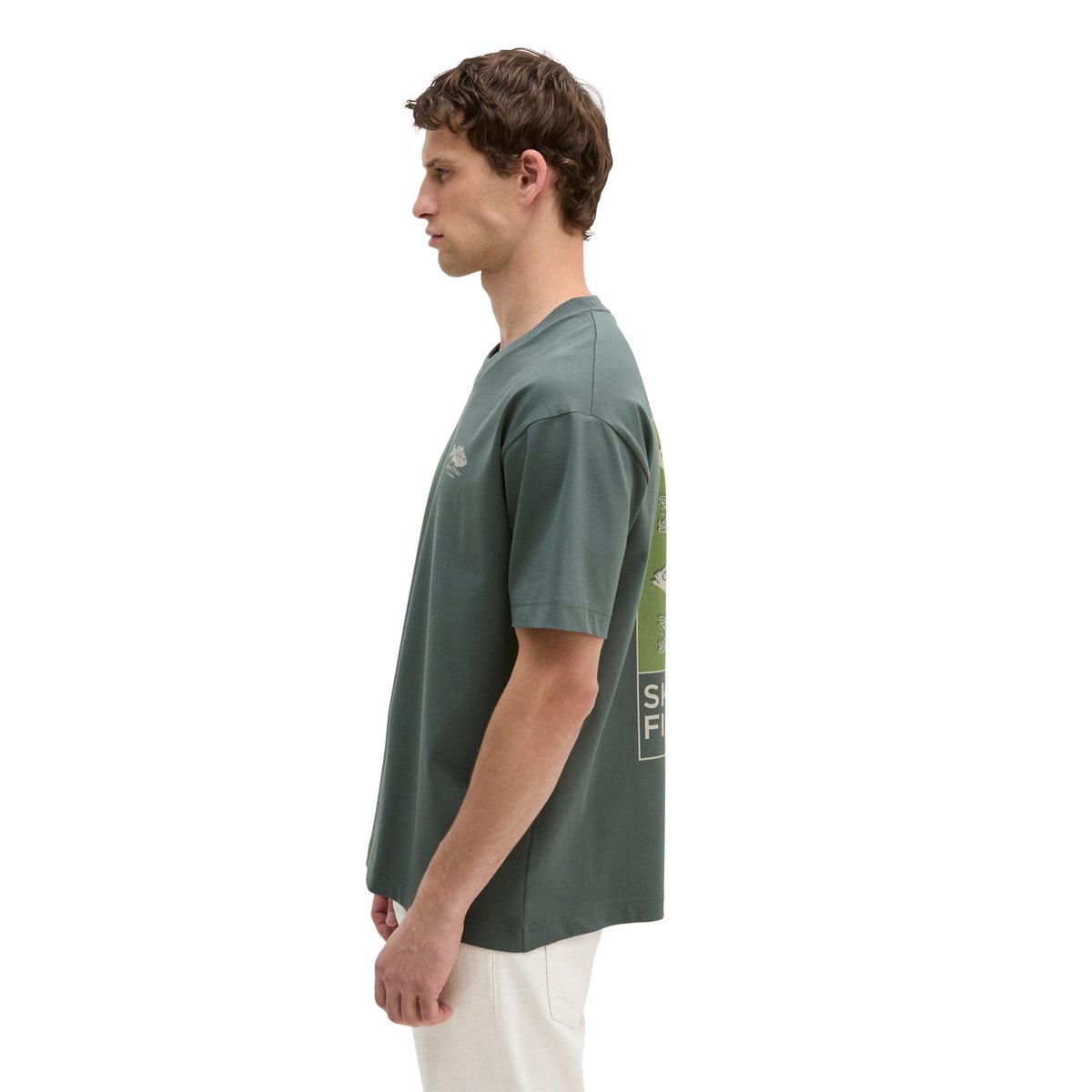 T-shirt loose avec un imprimé marin dans le dos gris foncé, MARC O'POLO