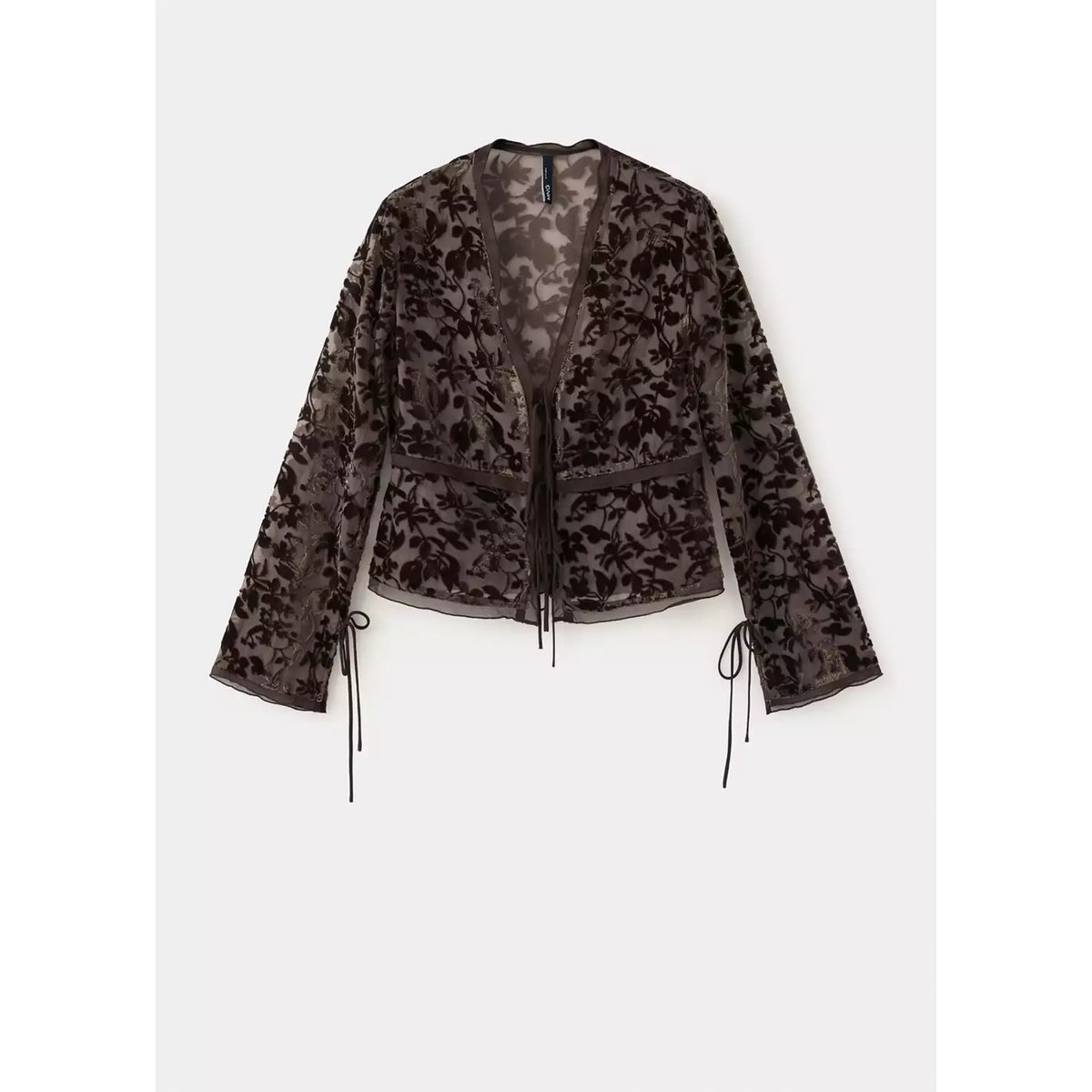 Blouse en dévoré avec nœuds marron, MANGO