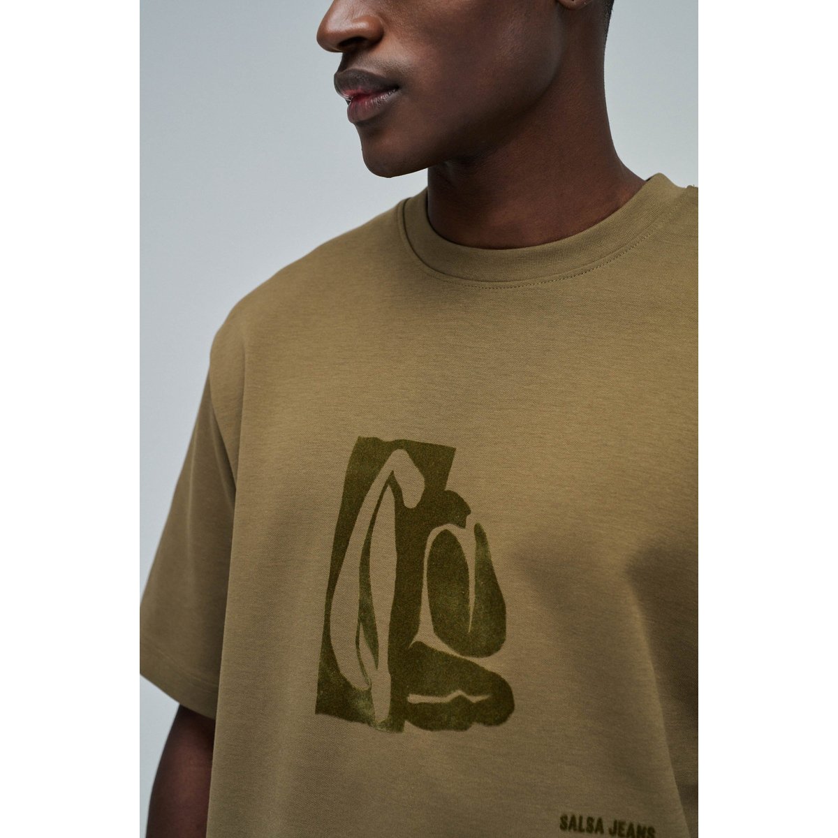 T-SHIRT AVEC MOTIF EN VELOURS noir, SALSA JEANS
