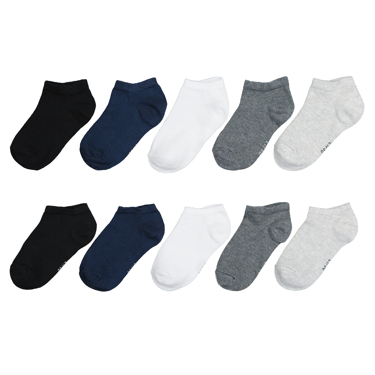 Lot de 10 paires de socquettes noir + blanc + gris + bleu, LA REDOUTE COLLECTIONS