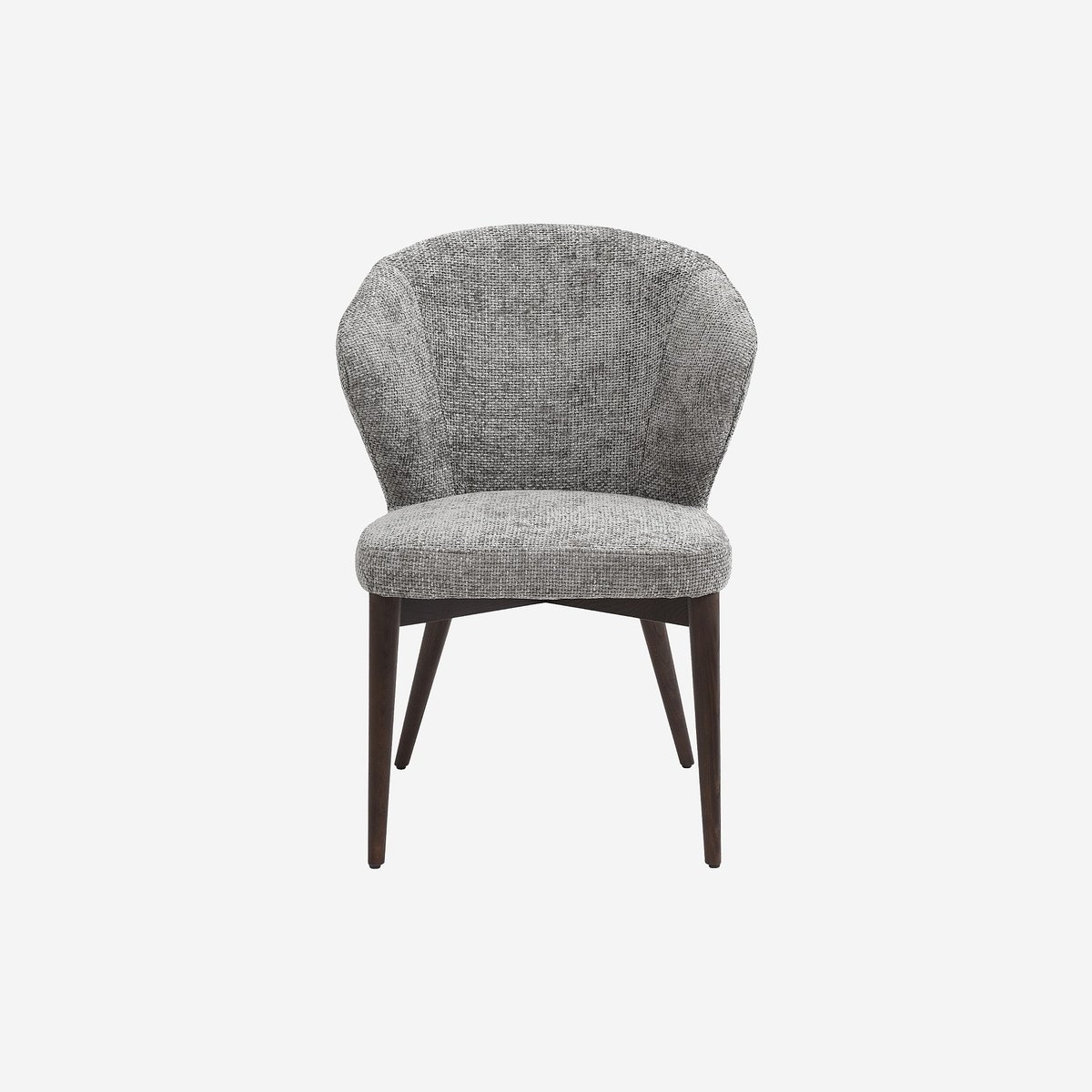 Lot de 2 chaises en tissu chenille et bois massif couleur noyer LURIS gris, HABITAT