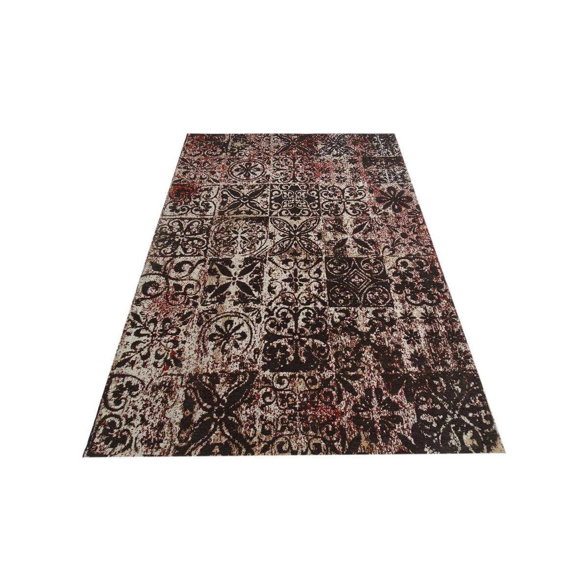 Tapis kilim fait main motif géométrique LINIT marron, UN AMOUR DE TAPIS
