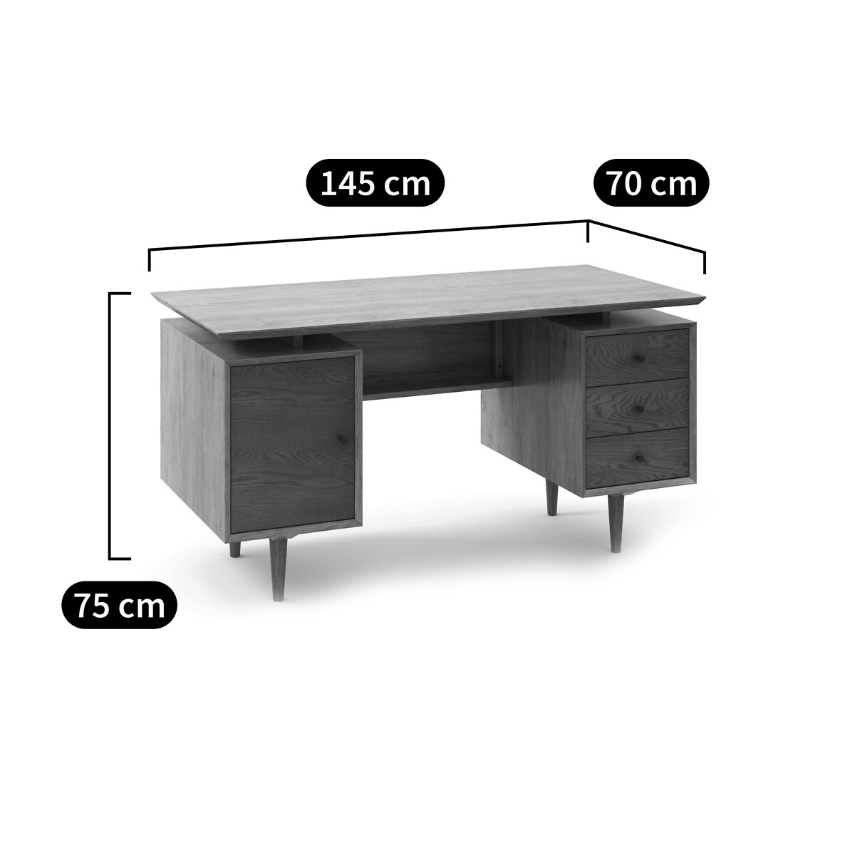 Bureau vintage double caisson, Quilda chêne, LA REDOUTE INTERIEURS