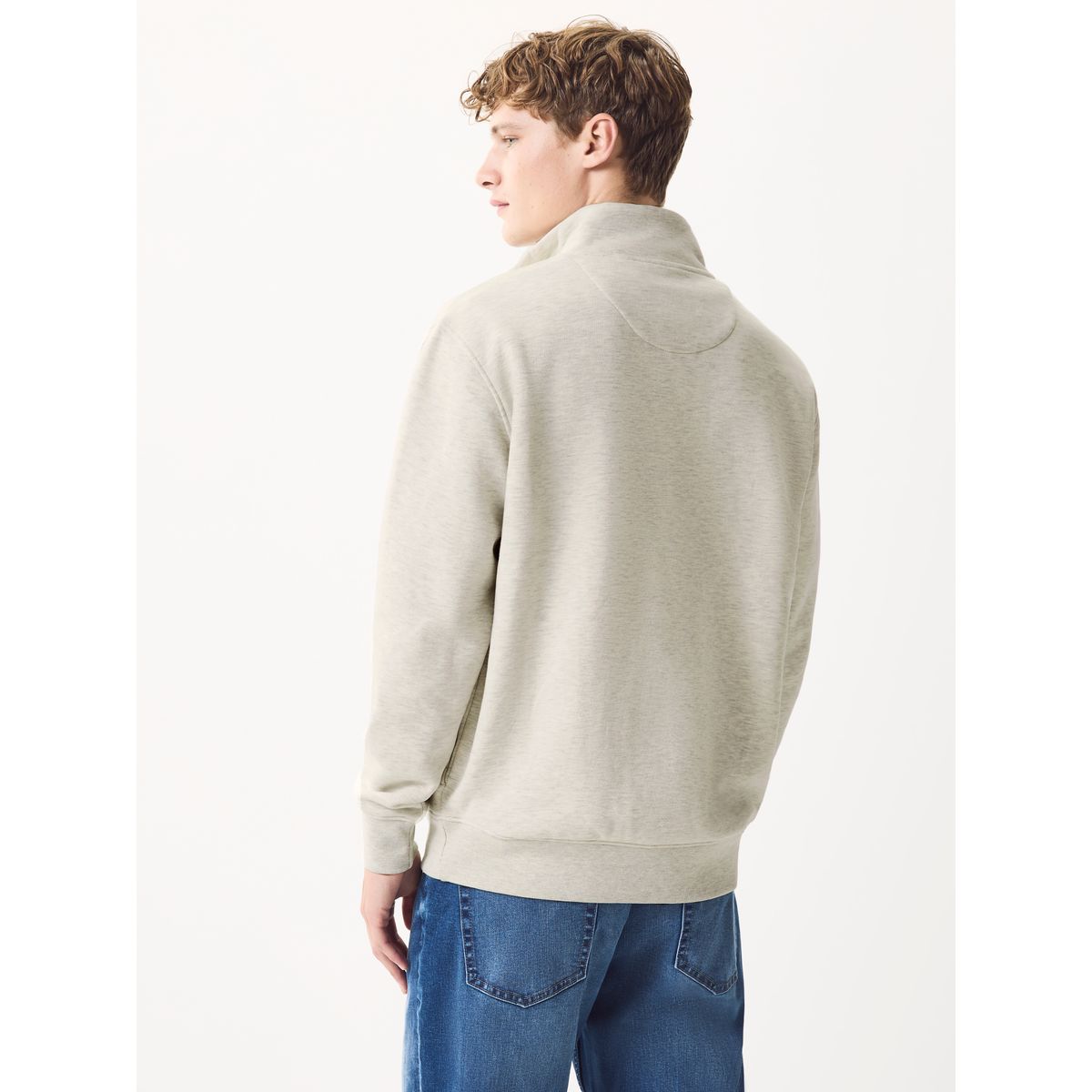 Sweat en jersey de coton majoritaire écru chiné, NEXT