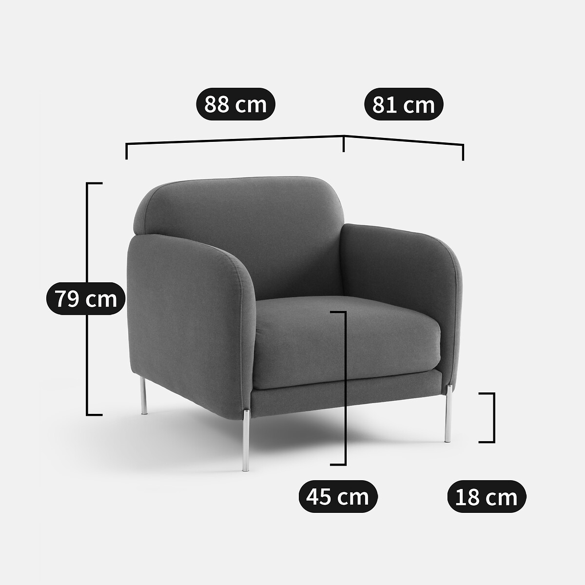 Fauteuil en velours mat, PABLO marron, LA REDOUTE INTERIEURS