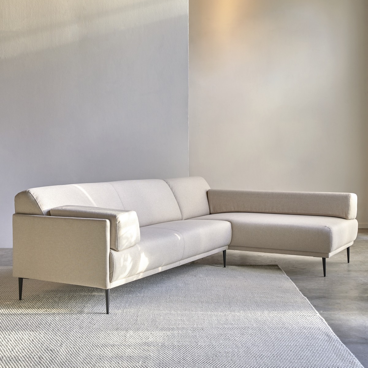 Canapé d'angle en Tissu, FINN beige, TIKAMOON