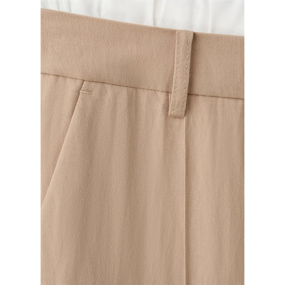 Pantalon lyocell taille combinée beige, MANGO