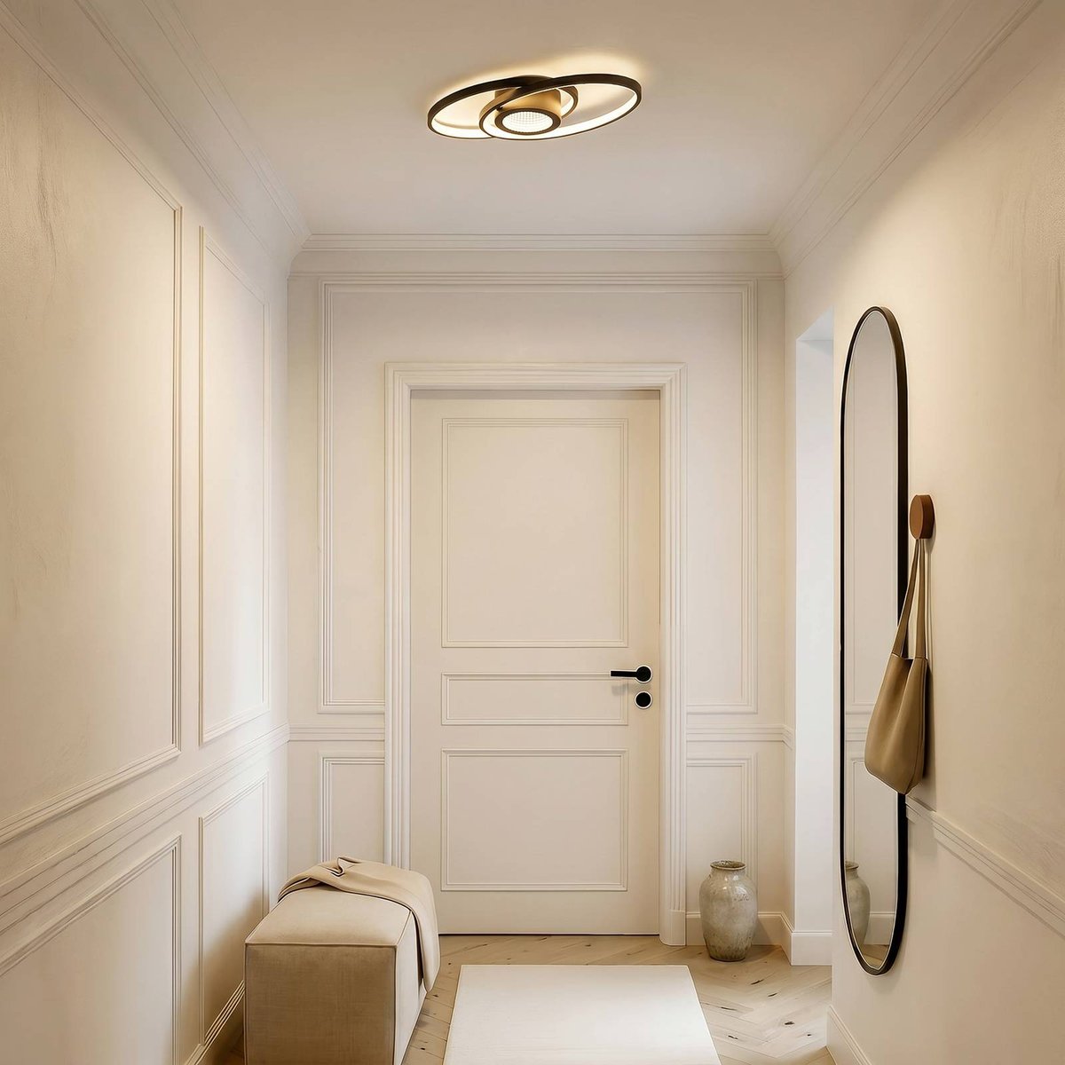 Plafonnier en métal moderneLED, Thalina noir, blanc, transparent, LINDBY