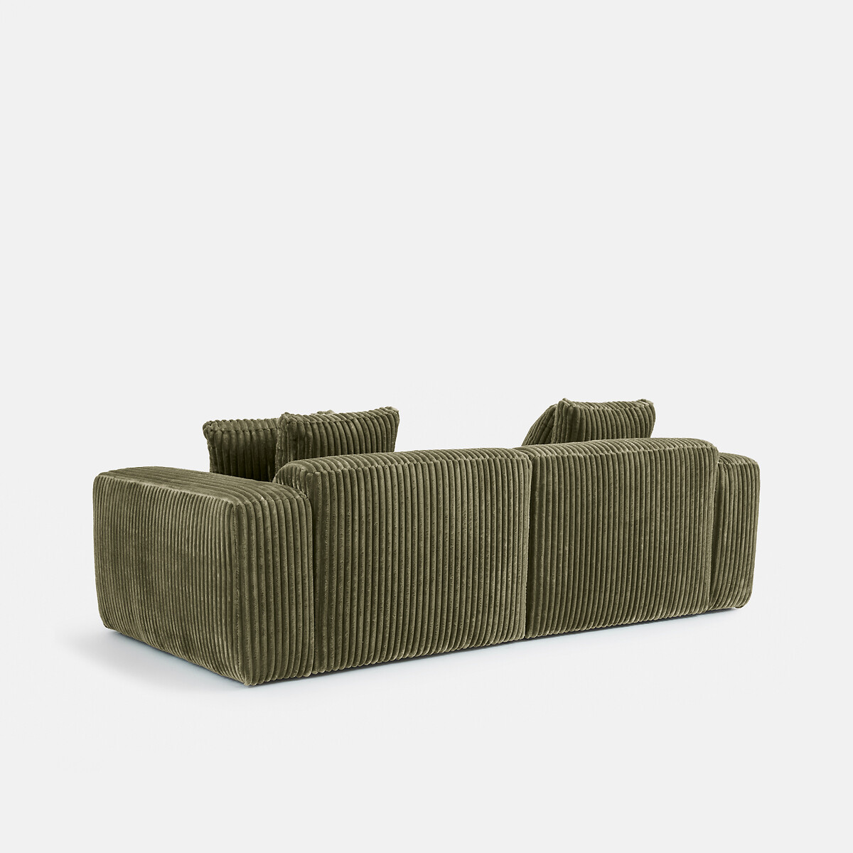 Canapé droit, 3 places, en velours côtelé XL, LIORA vert kaki, LA REDOUTE INTERIEURS