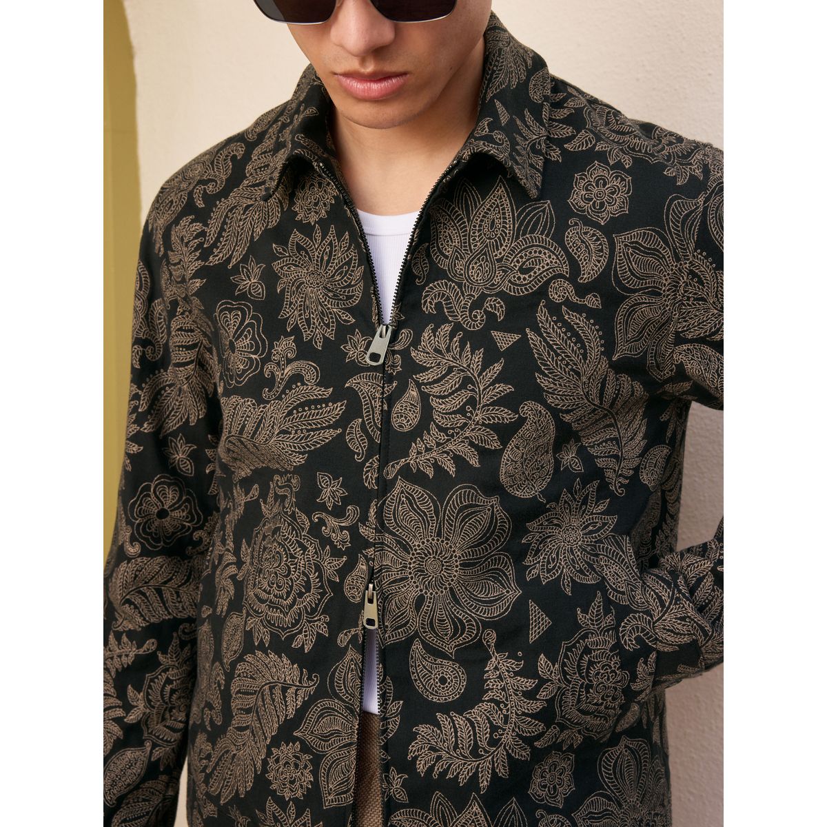 Veste zippée à motif floral noir, NEXT