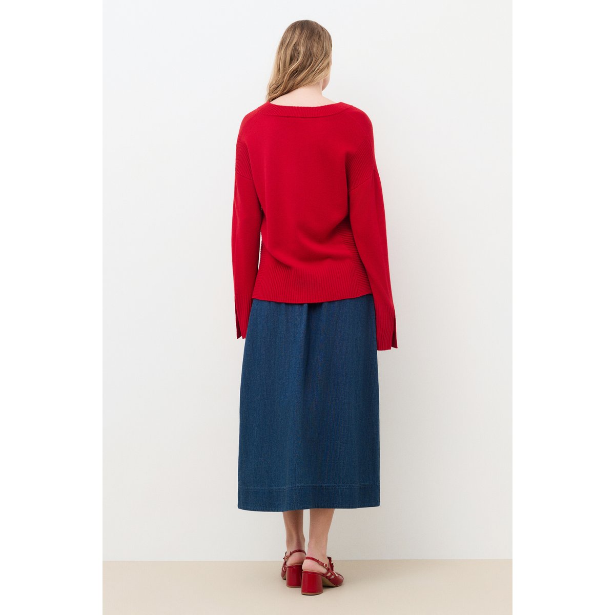 Pull large col tunisien cachemire MLANCELOT rouge, CAROLL