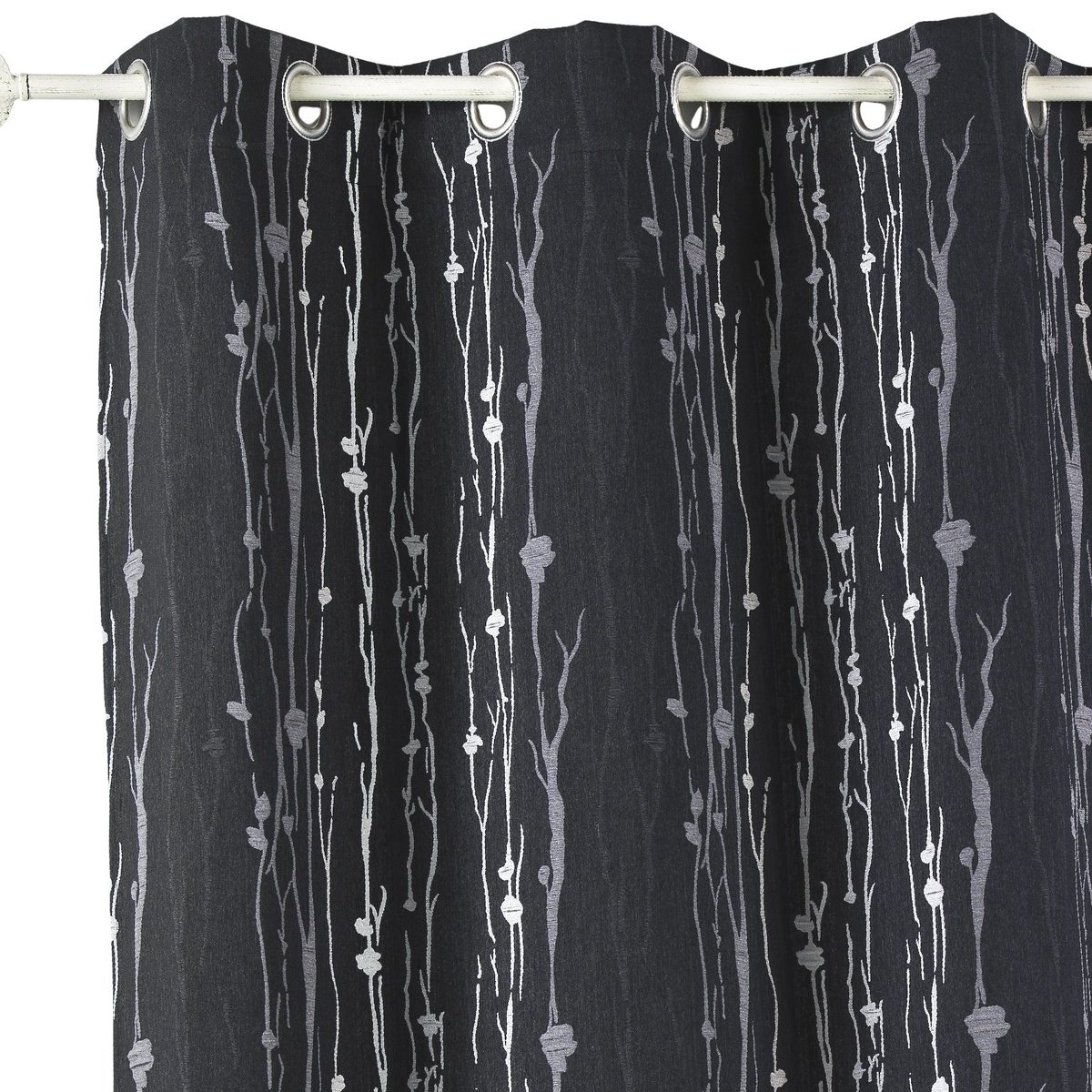 Rideau isolant en jacquard imprimé racine noir, HOME MAISON