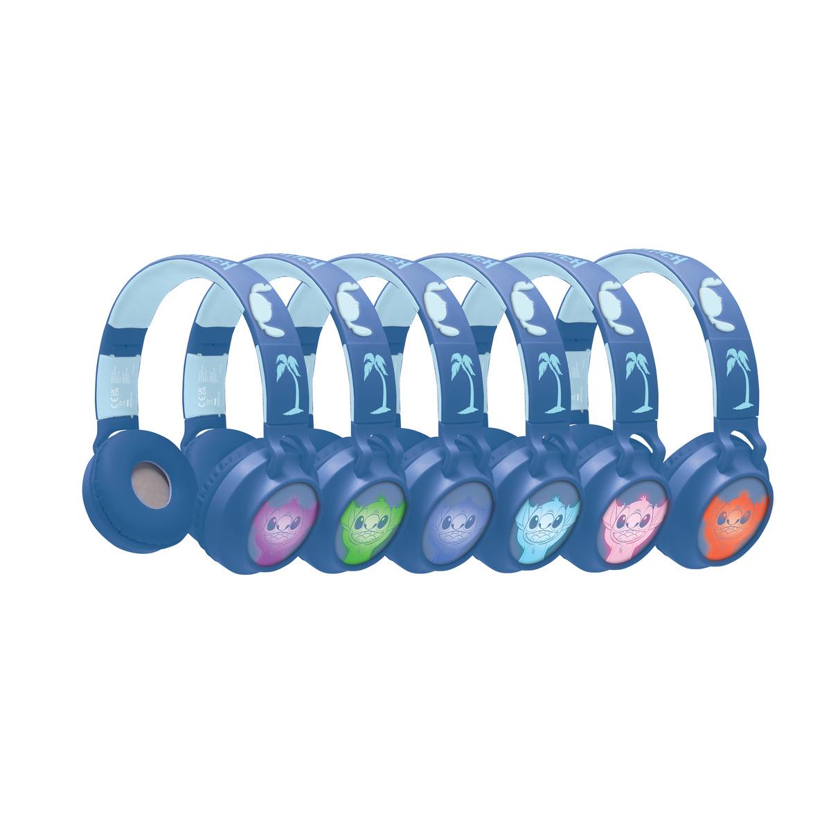 Casque lumineux pliable Bluetooth® et filaire Stitch bleu, LEXIBOOK