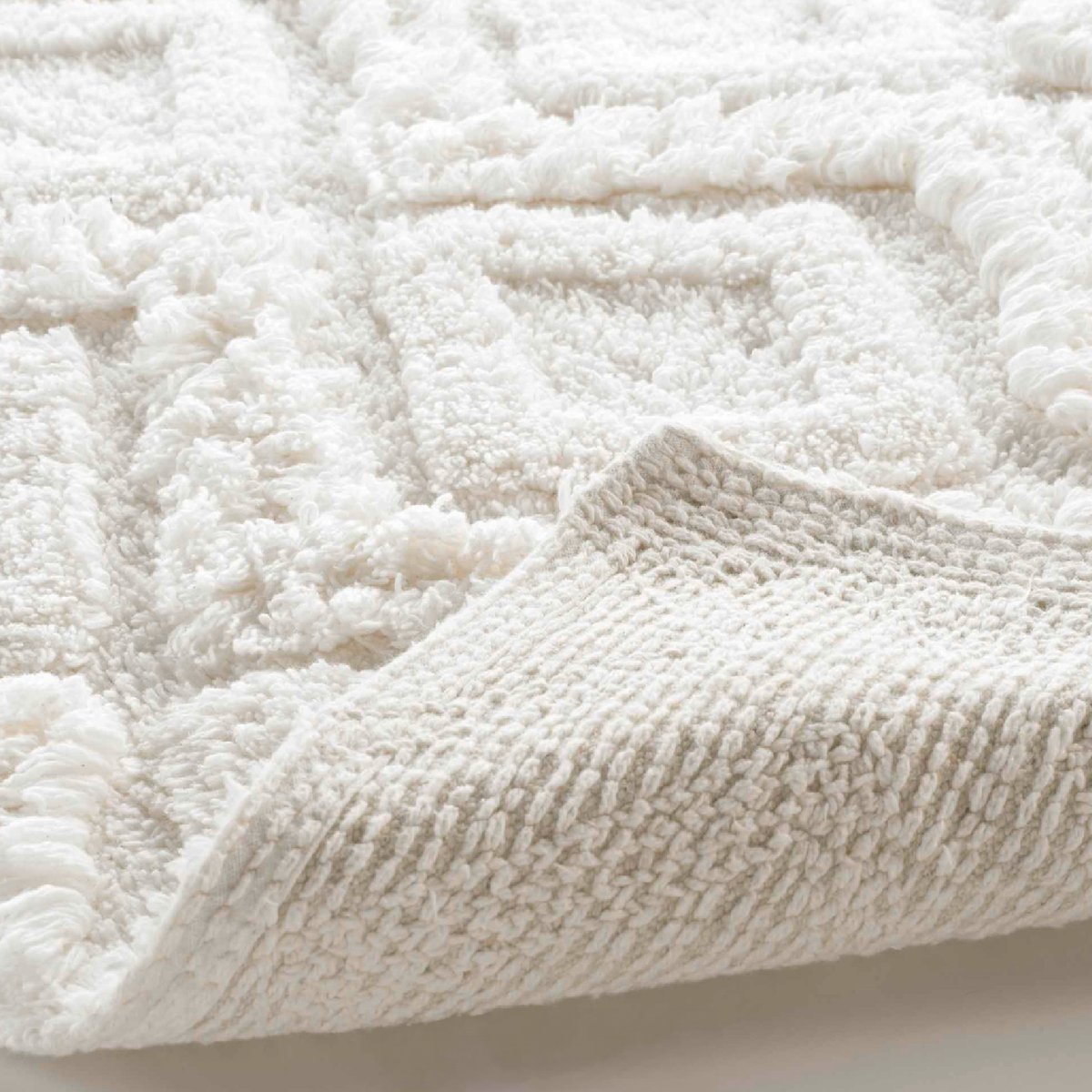 Tapis de Bain Ikatis Uni avec Reliefs blanc, DOUCEUR D'INTÉRIEUR