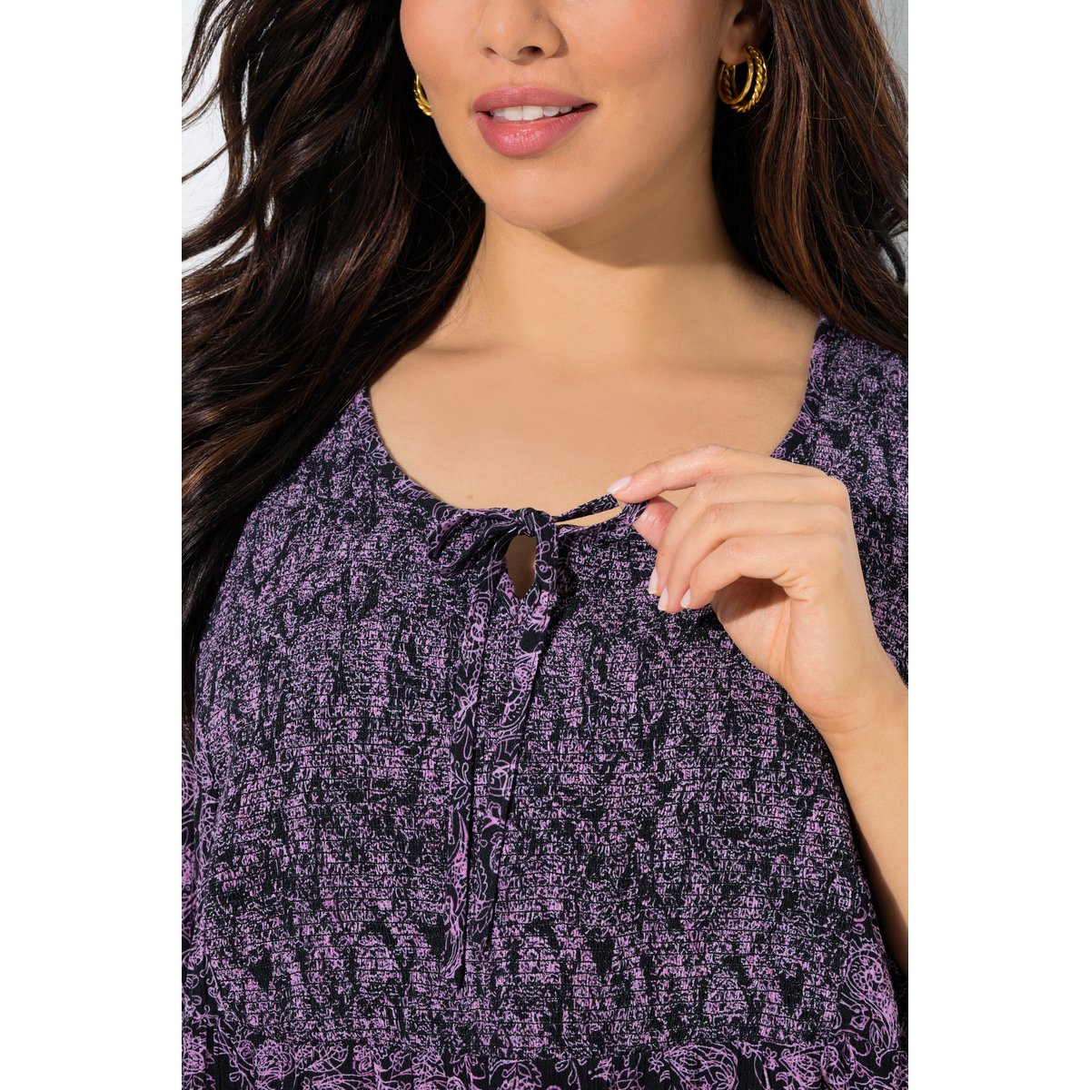 Blouse smockée noir, ULLA POPKEN