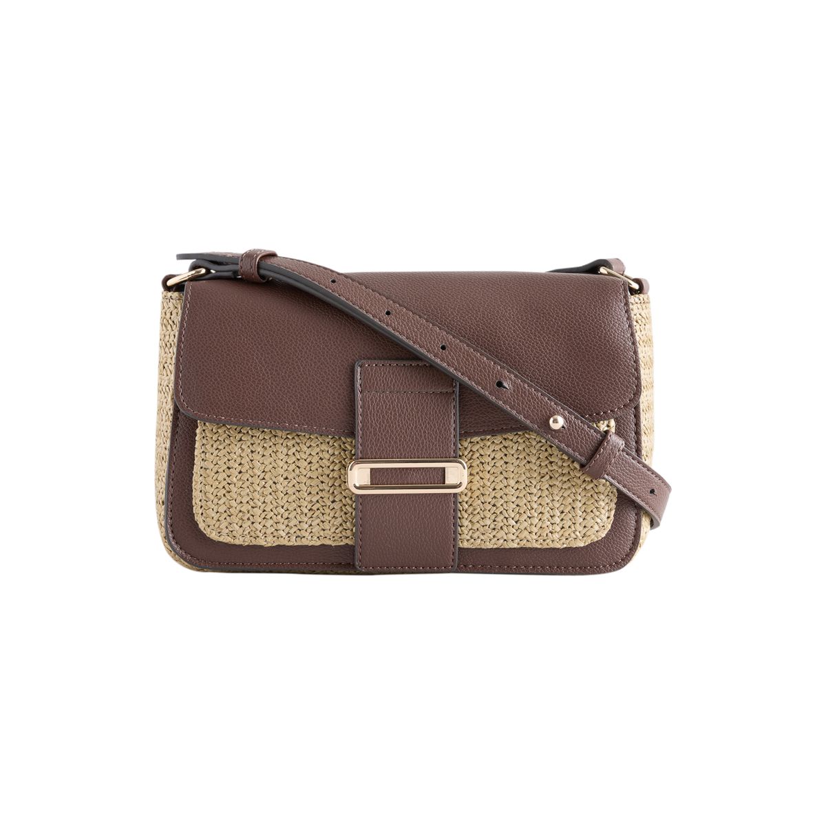 Sac à bandoulière aspect raphia fini métal marron chocolat, NEXT