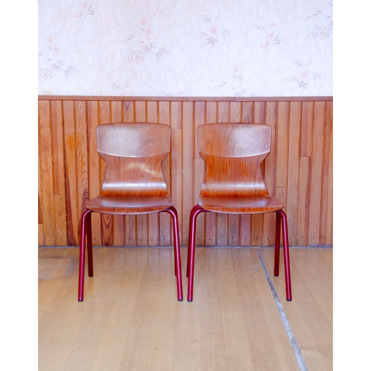 Paire de chaises de designer en bois clair Alma N°1767 - Bon état bois clair, DEBONGOUT