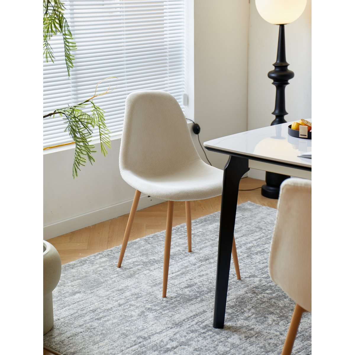 Lot de 4 chaises, velours côtelé, COPENHAGEN beige, NORDLYS