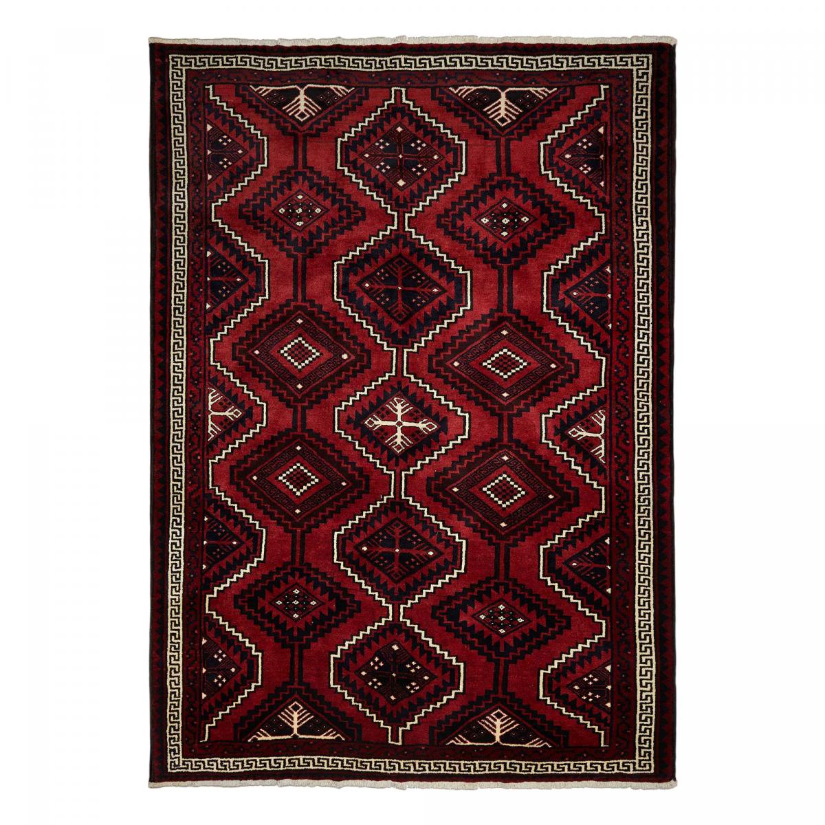 Tapis d'orient, authentique motif oriental noué main, LORI 3 rouge, crème, noir, UN AMOUR DE TAPIS