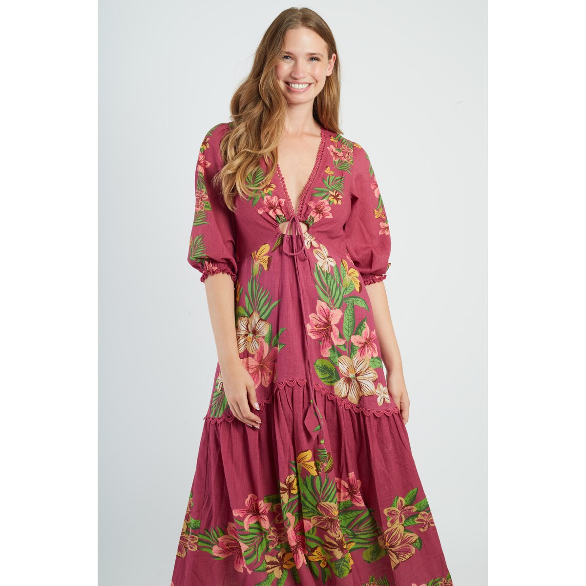 Robe longue imprimée MONIQUE rose, DERHY