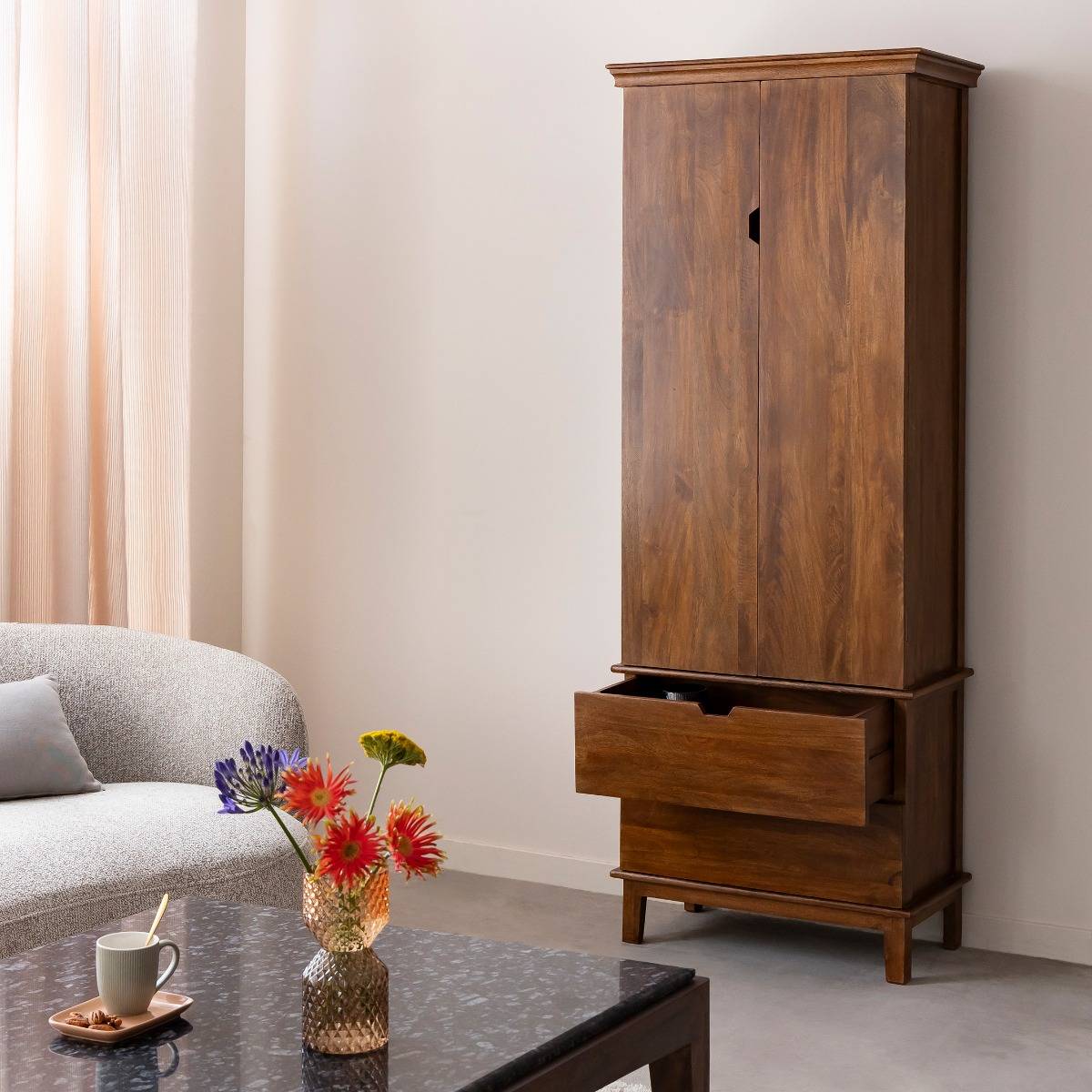 Armoire en bois de manguier REMICK bois foncé, MADE IN MEUBLES