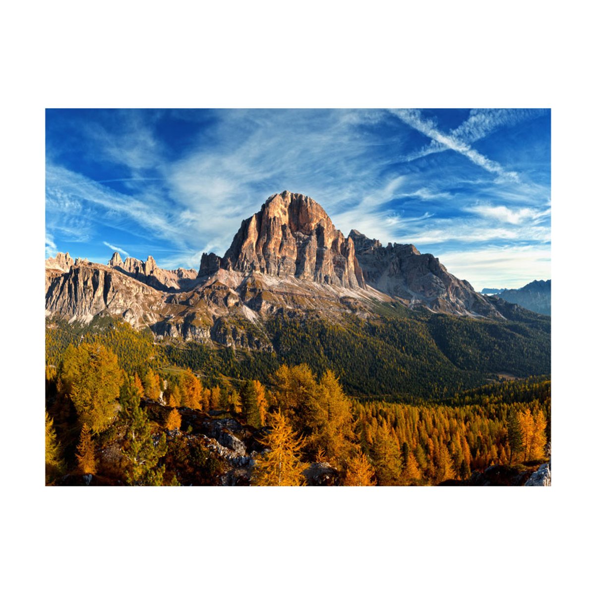 Papier peint intissé panoramique Paysage Vue merveilleuse sur les Dolomites bleu, EDEN