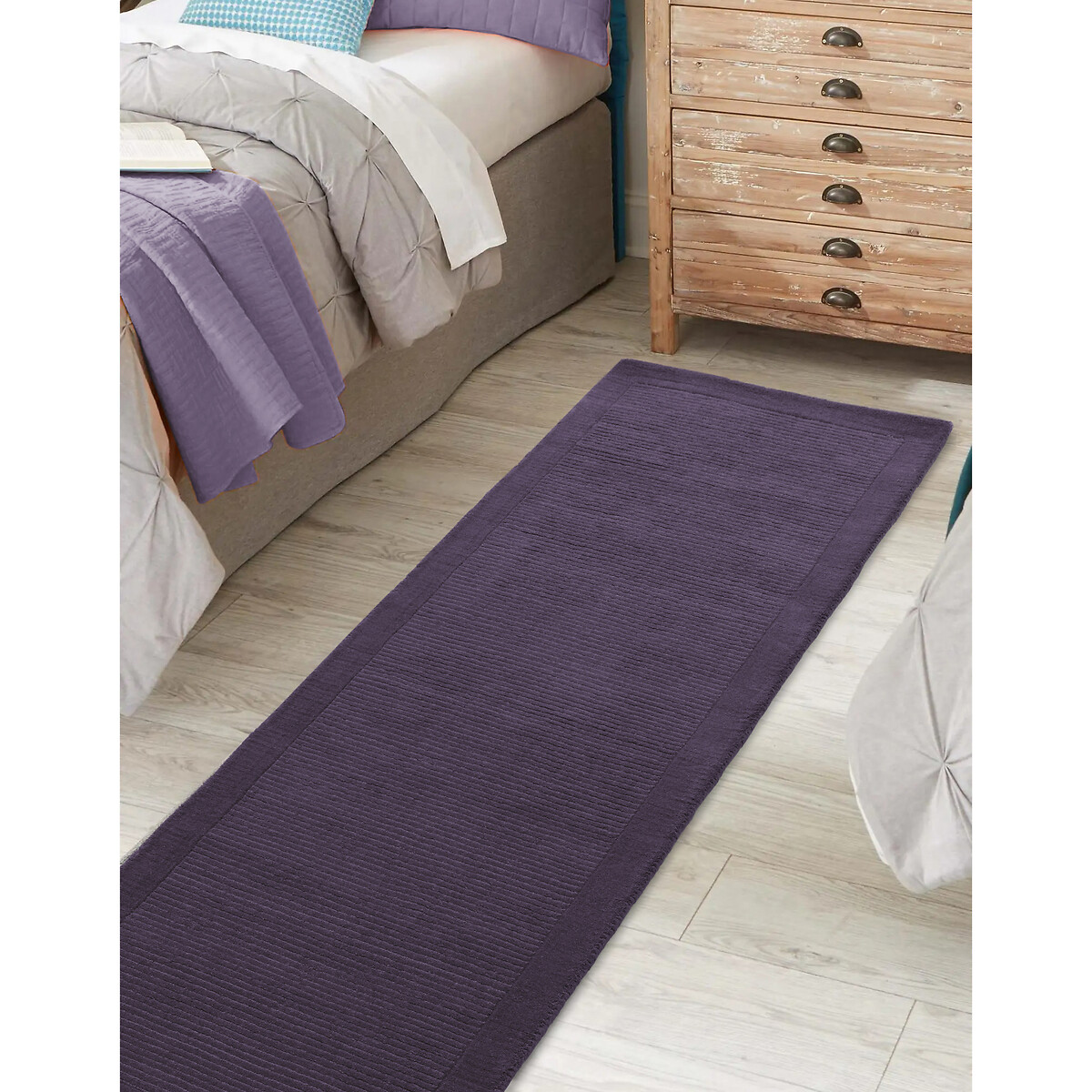 Hand Woven Wool Runner Rug - 240x68cm purple, SO'HOME