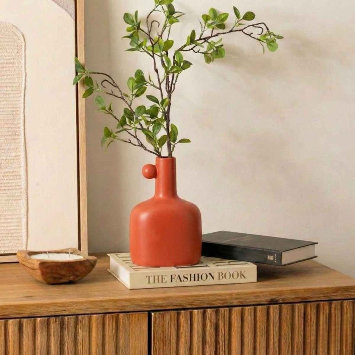 Vase en céramique avec perle, H18cm orange, ORNAMI